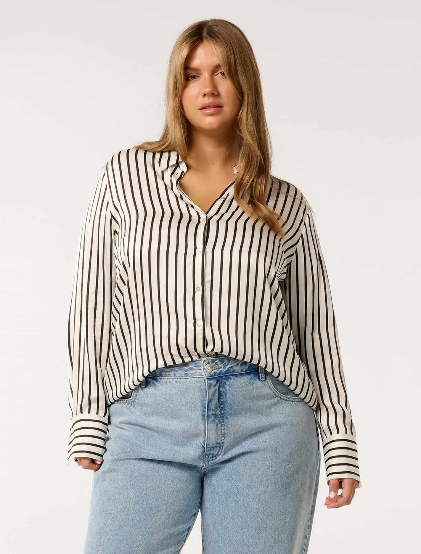 Coco Curve Satin Shirt Nera Stripe