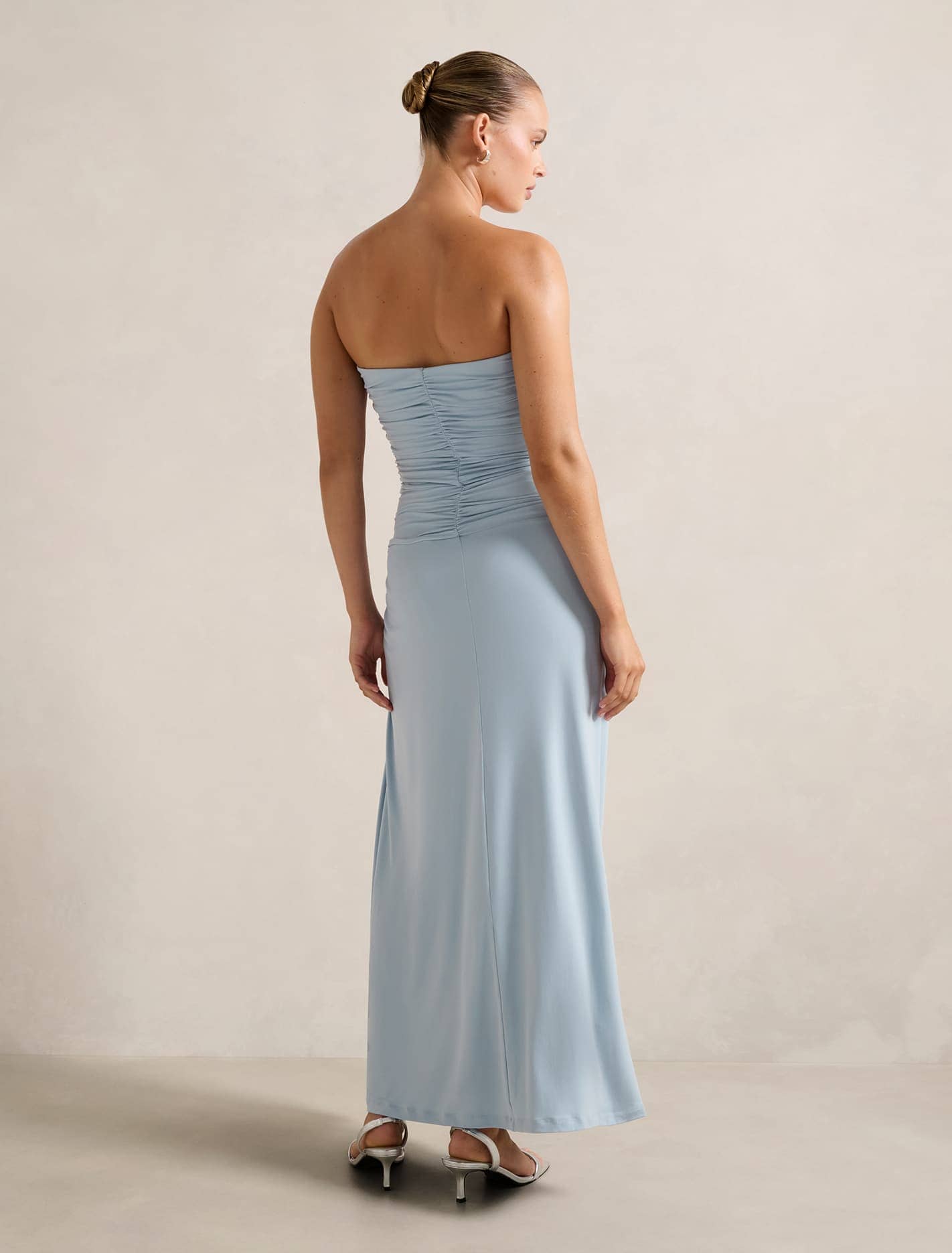 Keely Strapless Jersey Maxi Dress Blue Fog