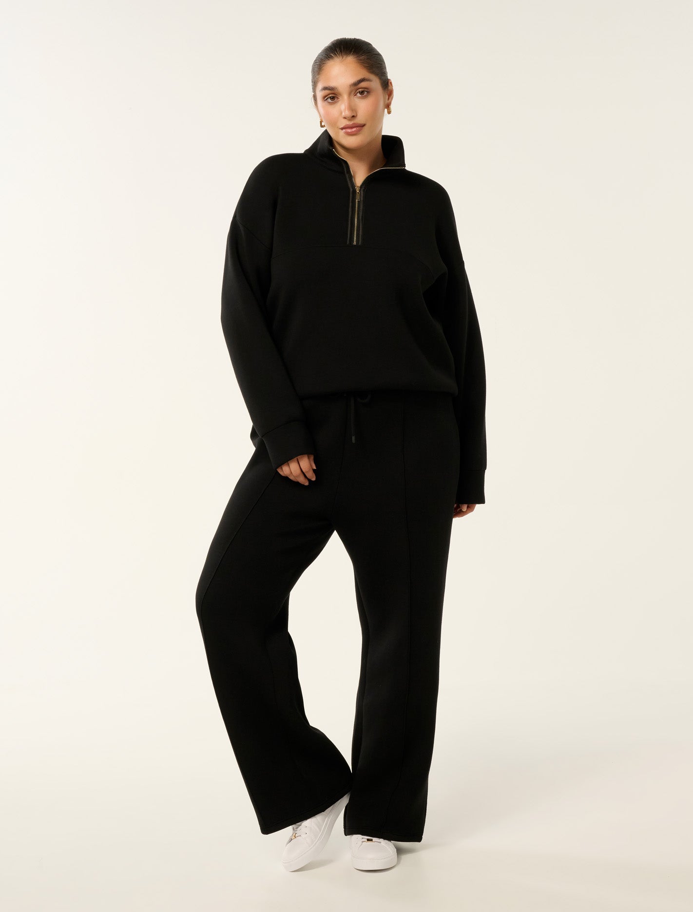 Tiana Curve Wide-Leg Track Pants Black