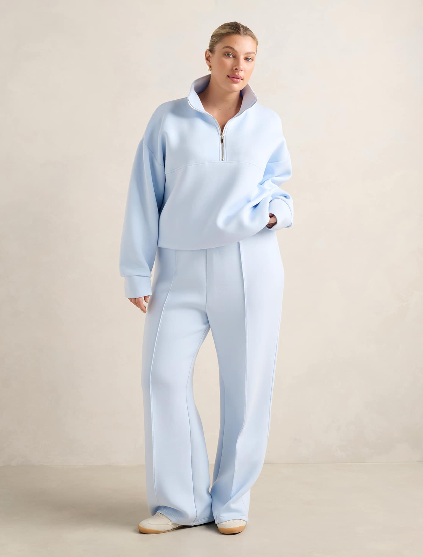 Tiana Curve Wide-Leg Track Pants Cloud Blue