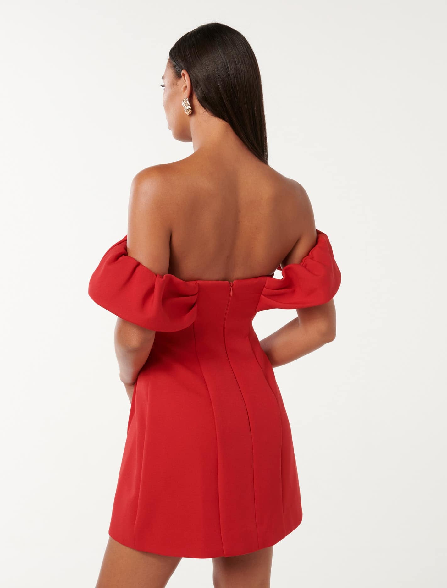 Jacquie Off Shoulder Mini Dress Barbados Cherry
