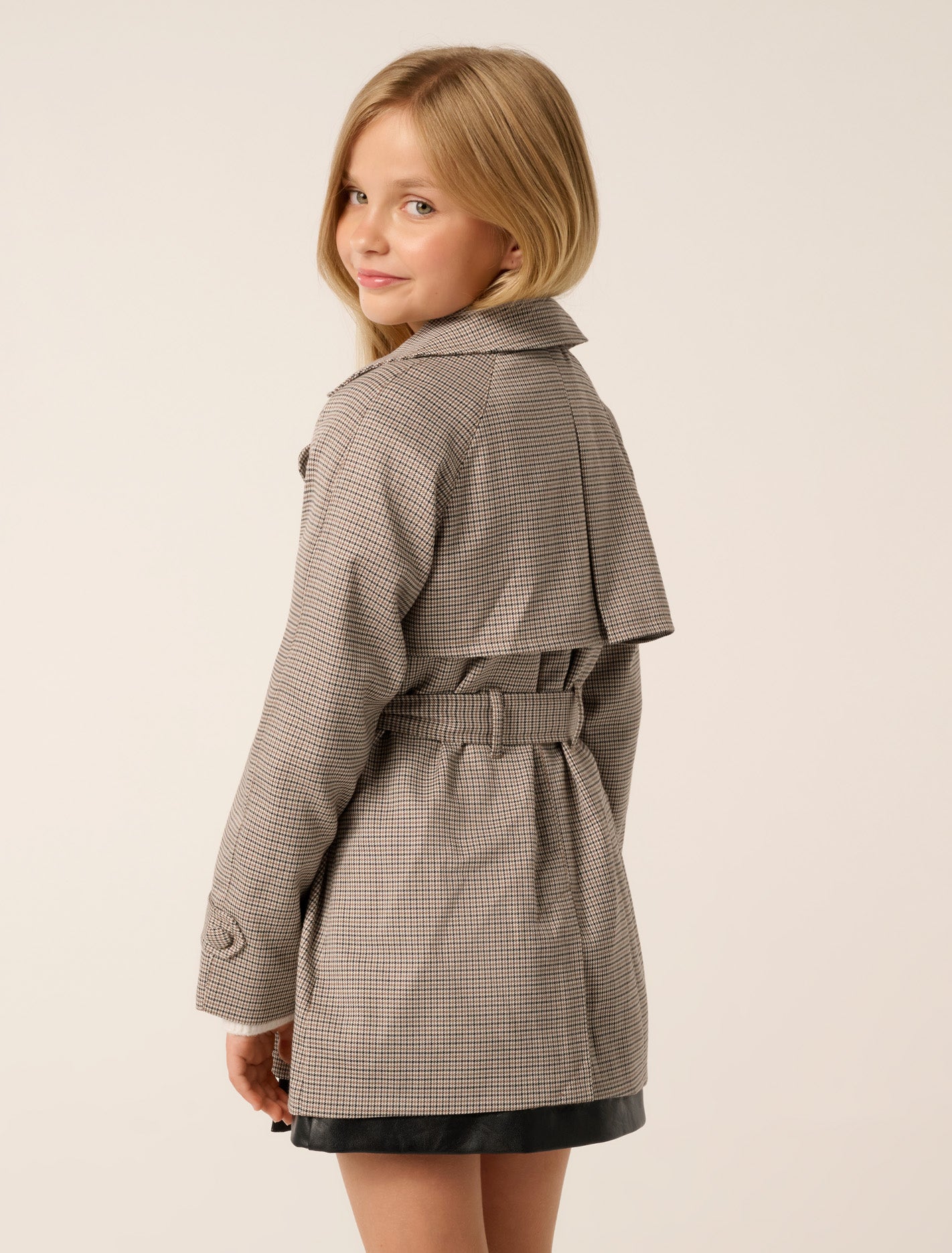 Paris Teen Trench Coat Mocha Mini Check