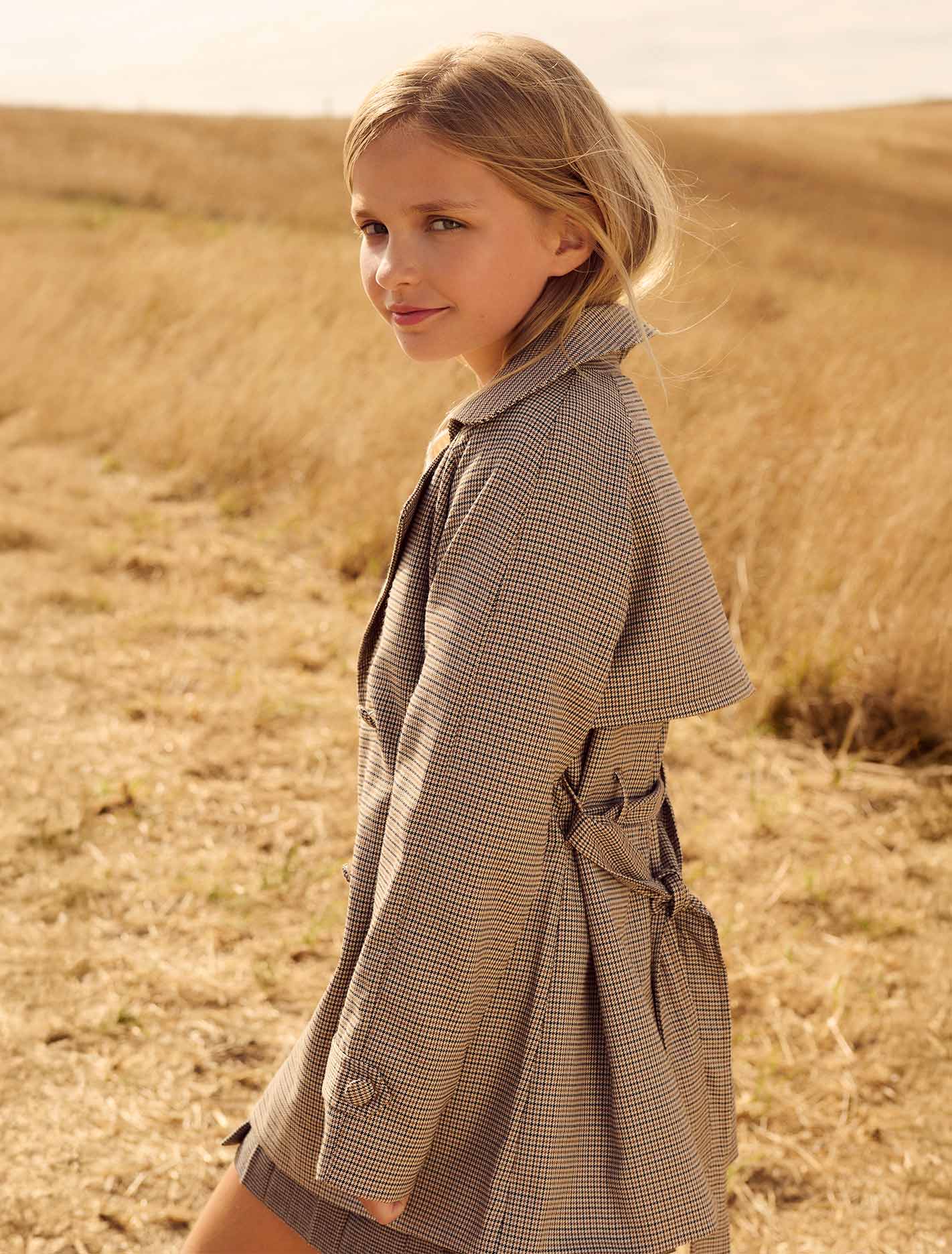 Paris Teen Trench Coat Mocha Mini Check