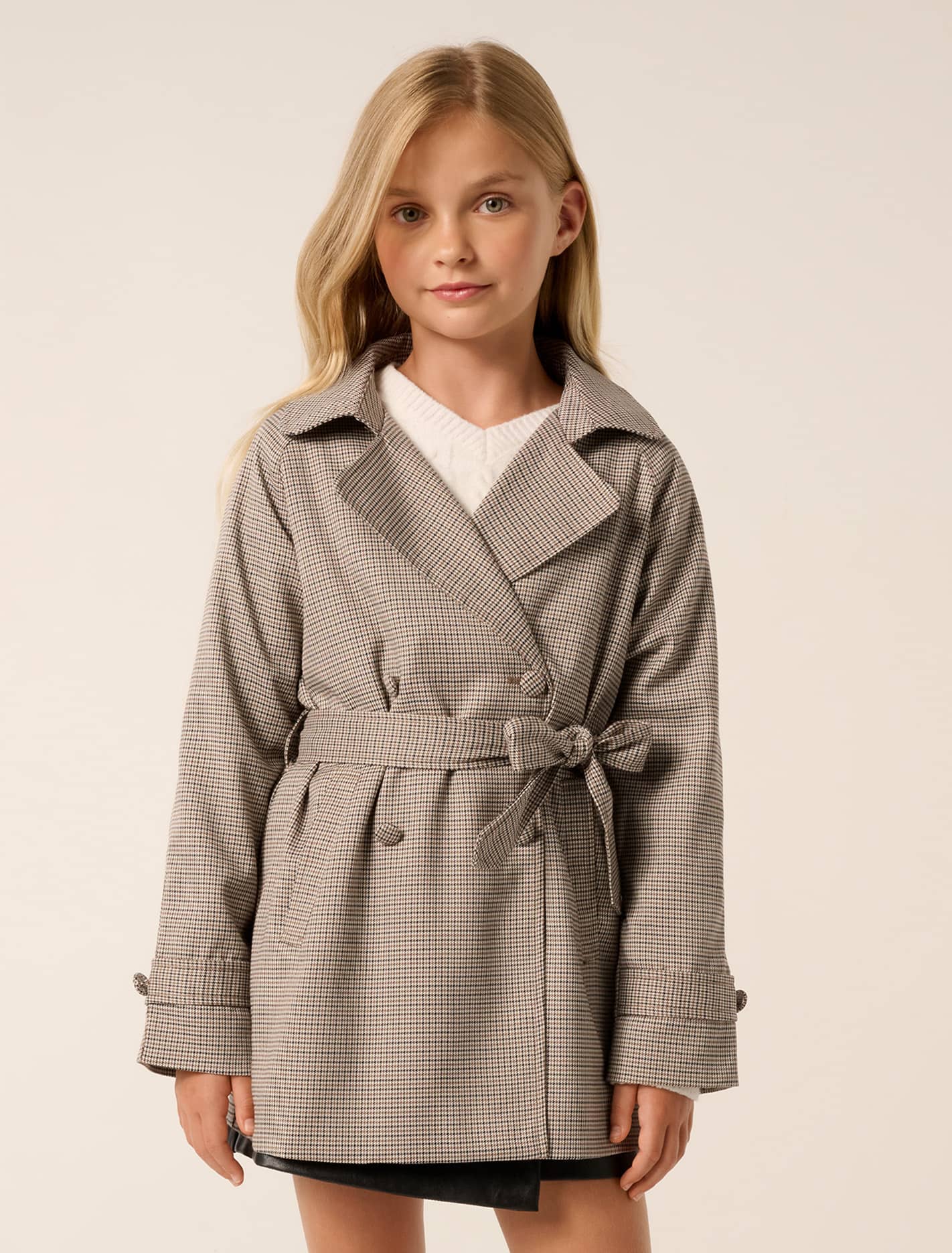 Paris Teen Trench Coat Mocha Mini Check