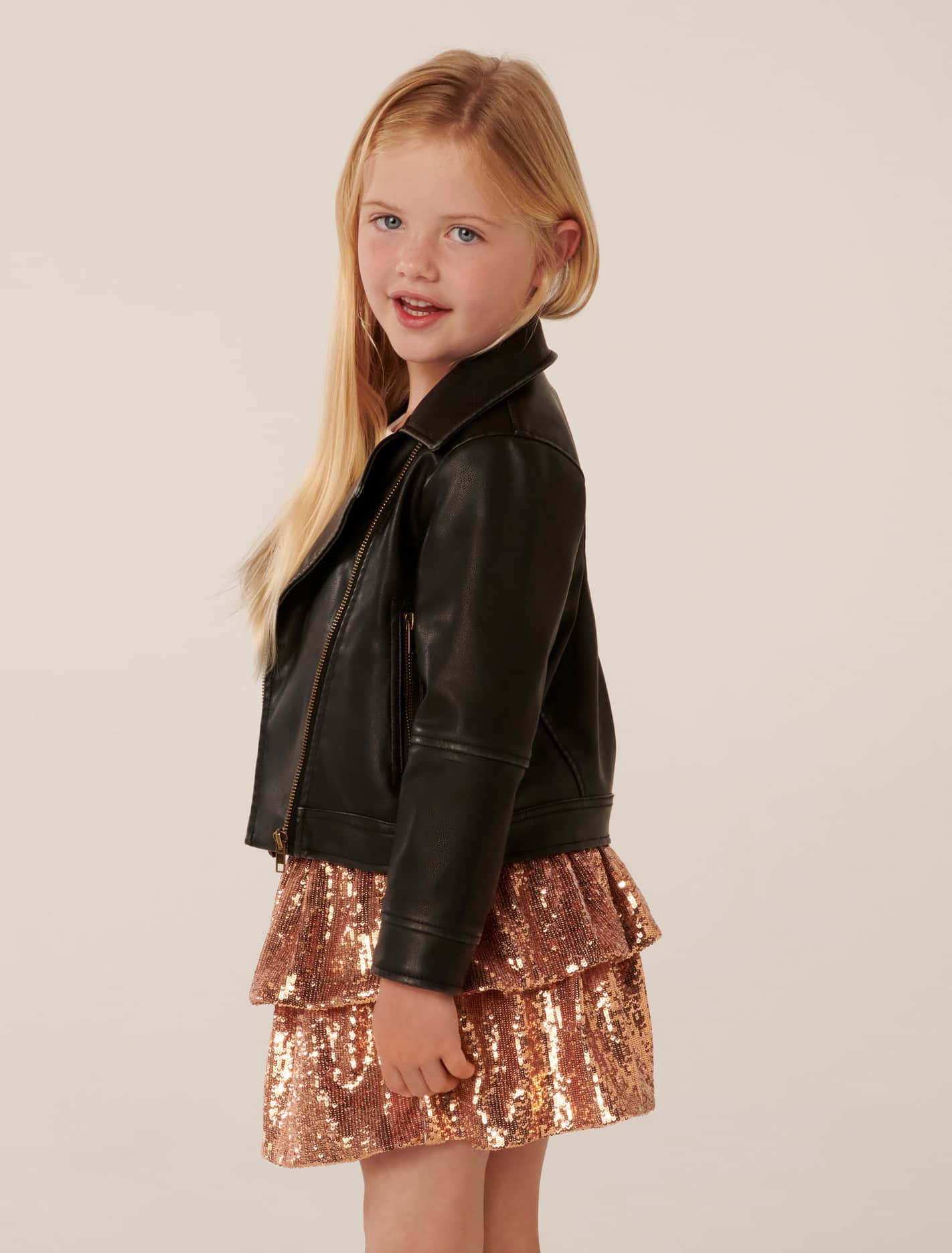 Dominique Girls Biker Jacket Onyx Black