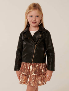 Dominique Girls Biker Jacket Onyx Black