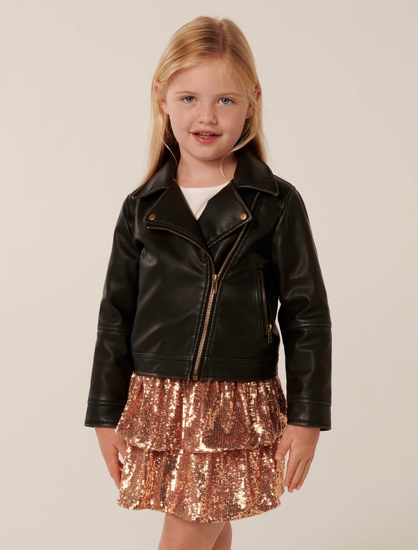 Dominique Girls Biker Jacket Onyx Black