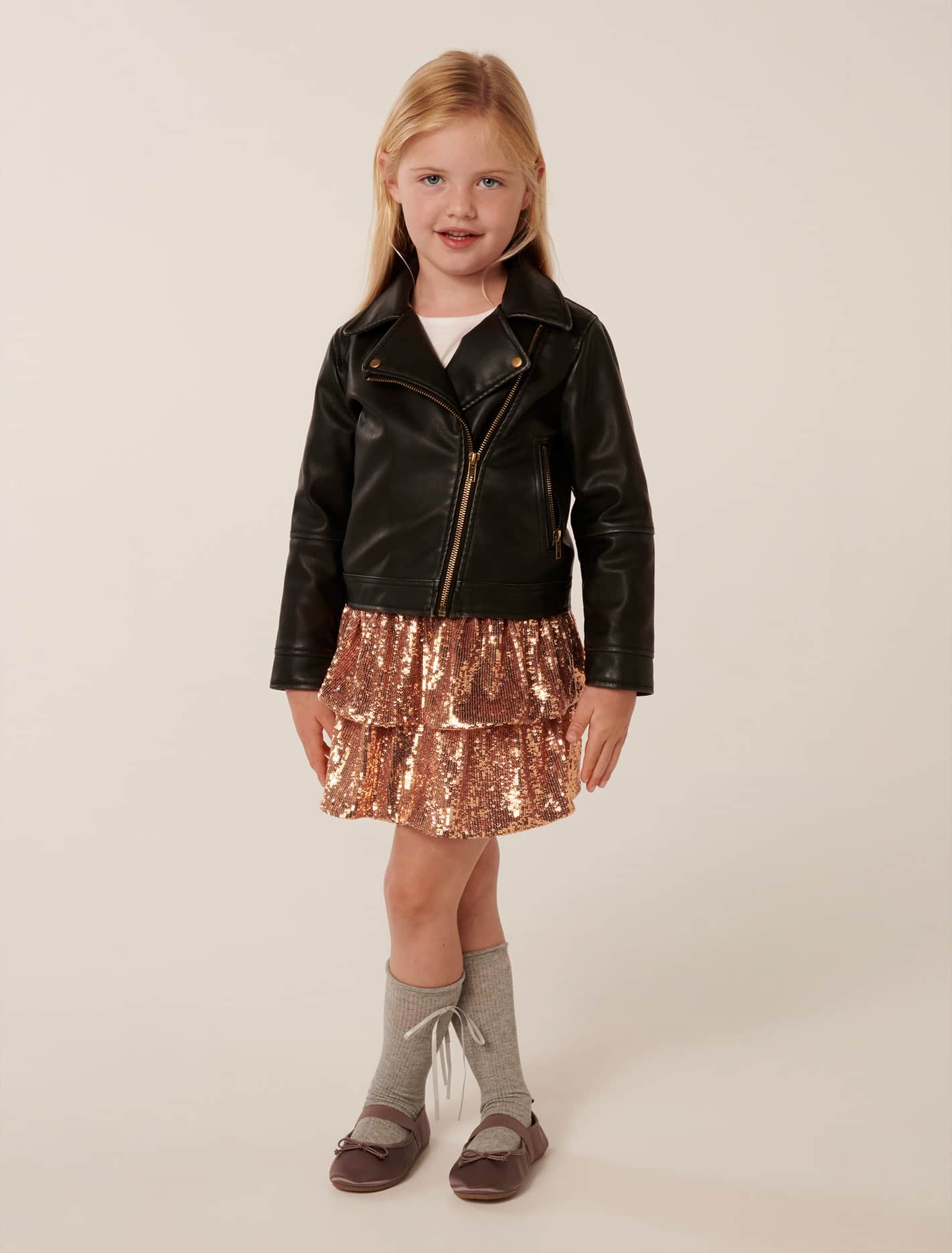 Dominique Girls Biker Jacket Onyx Black
