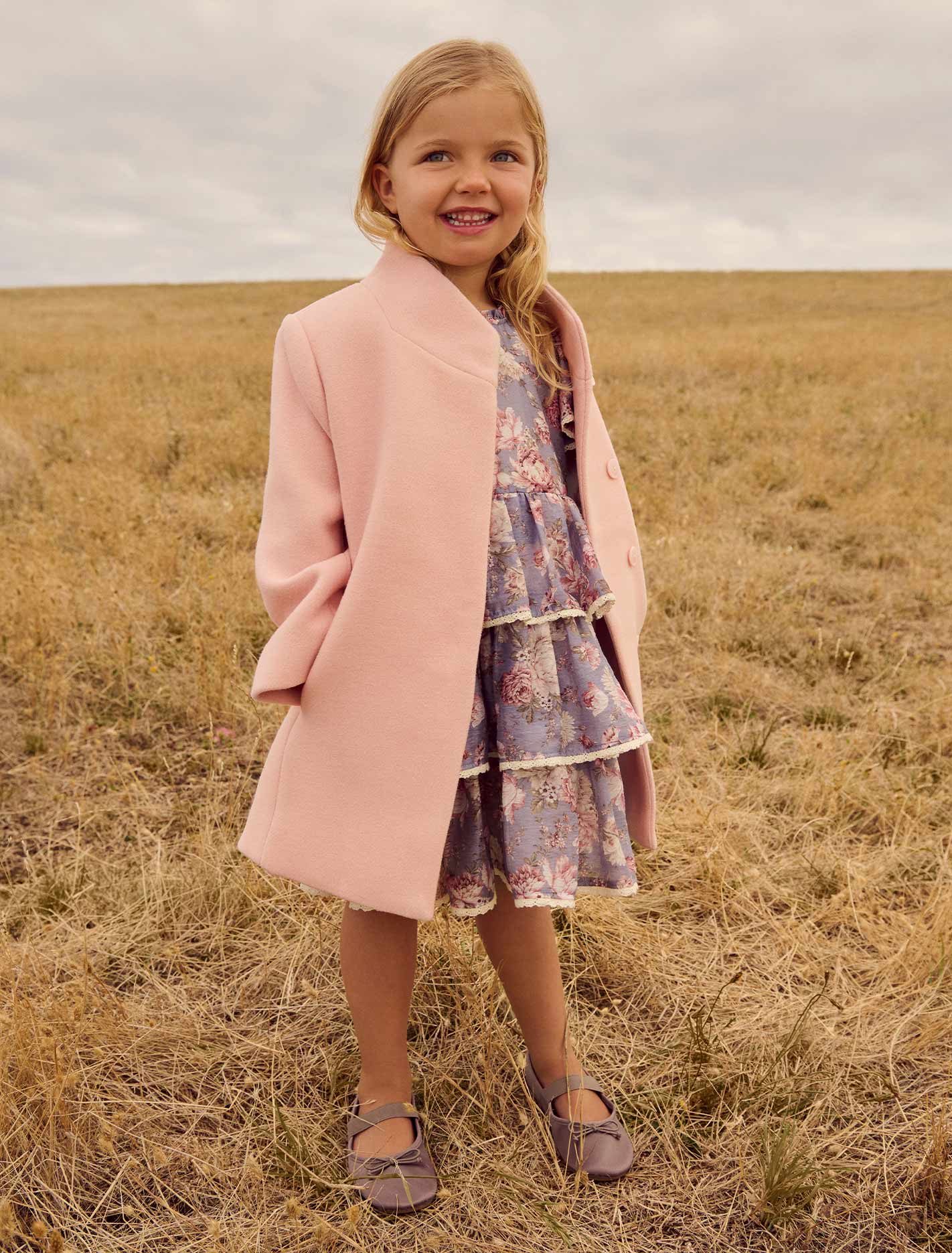 Susana Girls Wrap Coat Pink Blossom