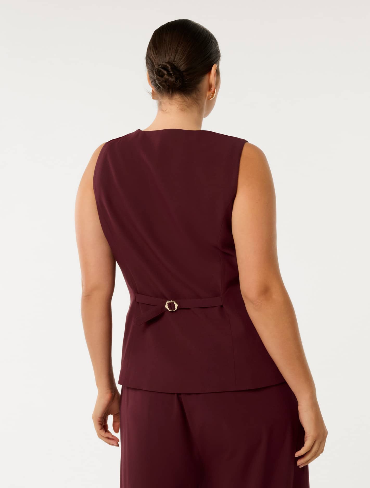 Toni Curve High Neck Waistcoat Oxblood Red Suit