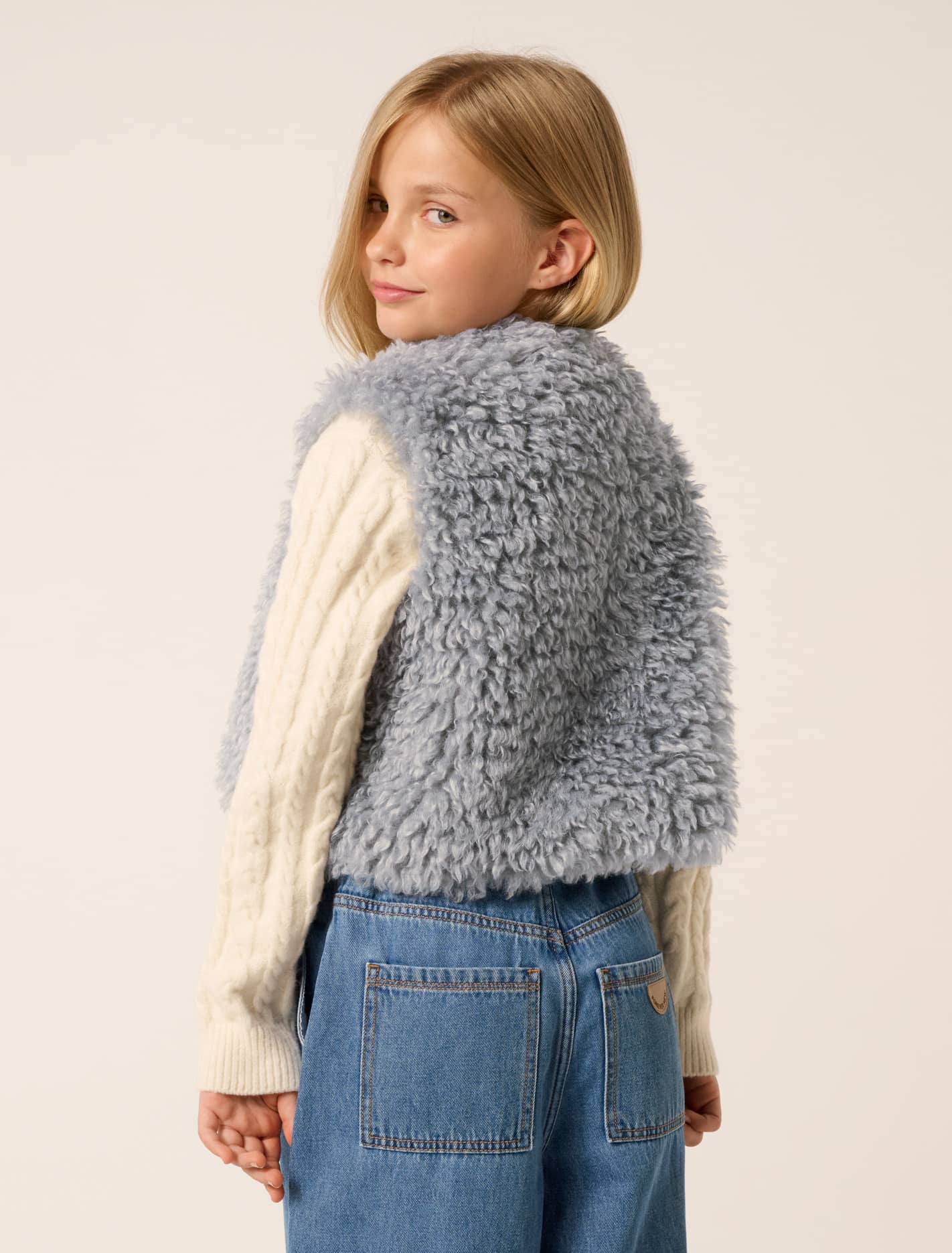 Cressida Girls Faux Fur Vest Powder Blue
