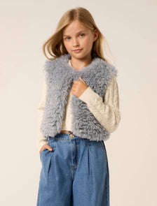 Cressida Girls Faux Fur Vest Powder Blue
