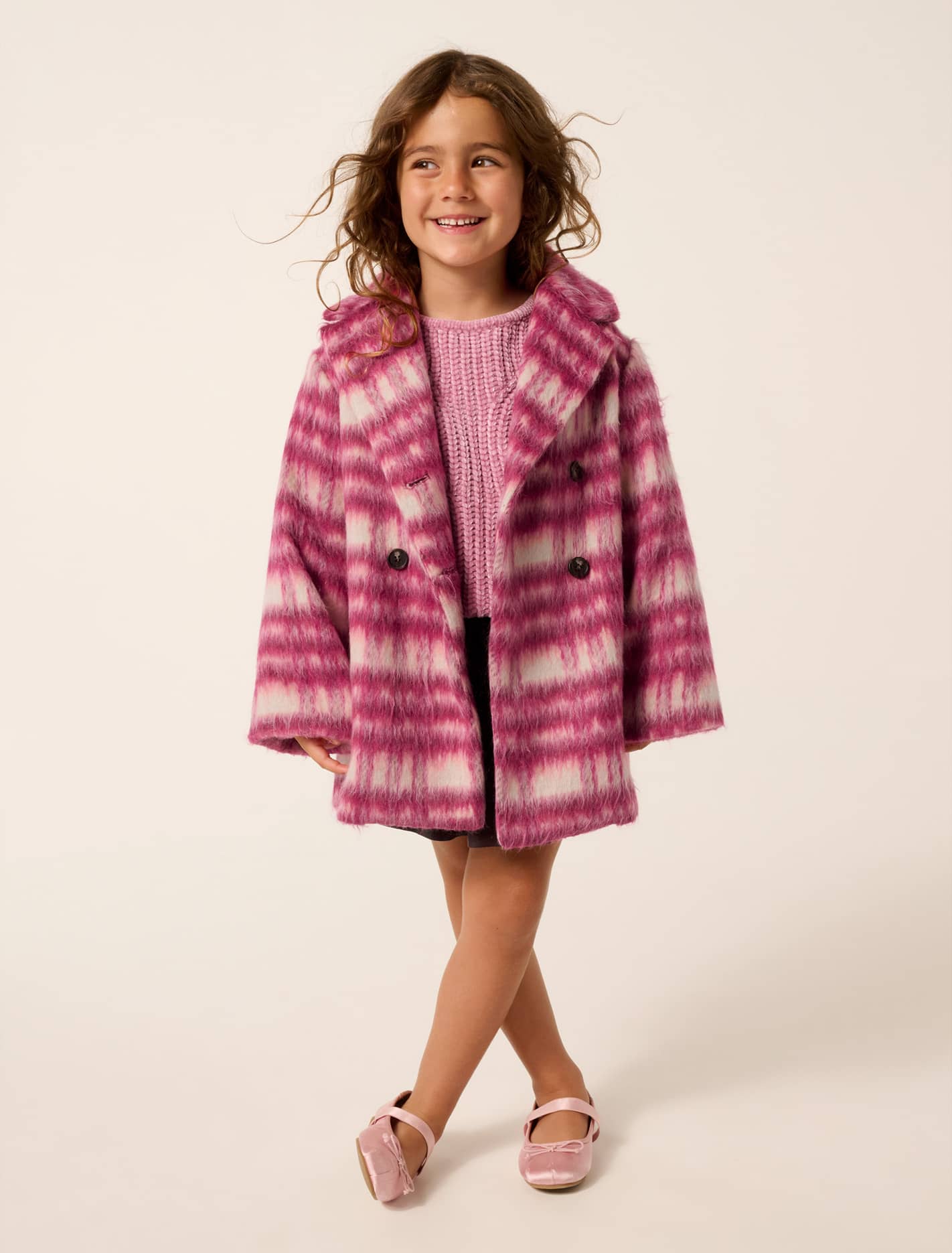 Aurelia Girls Double Breasted Coat Apres Ski Check