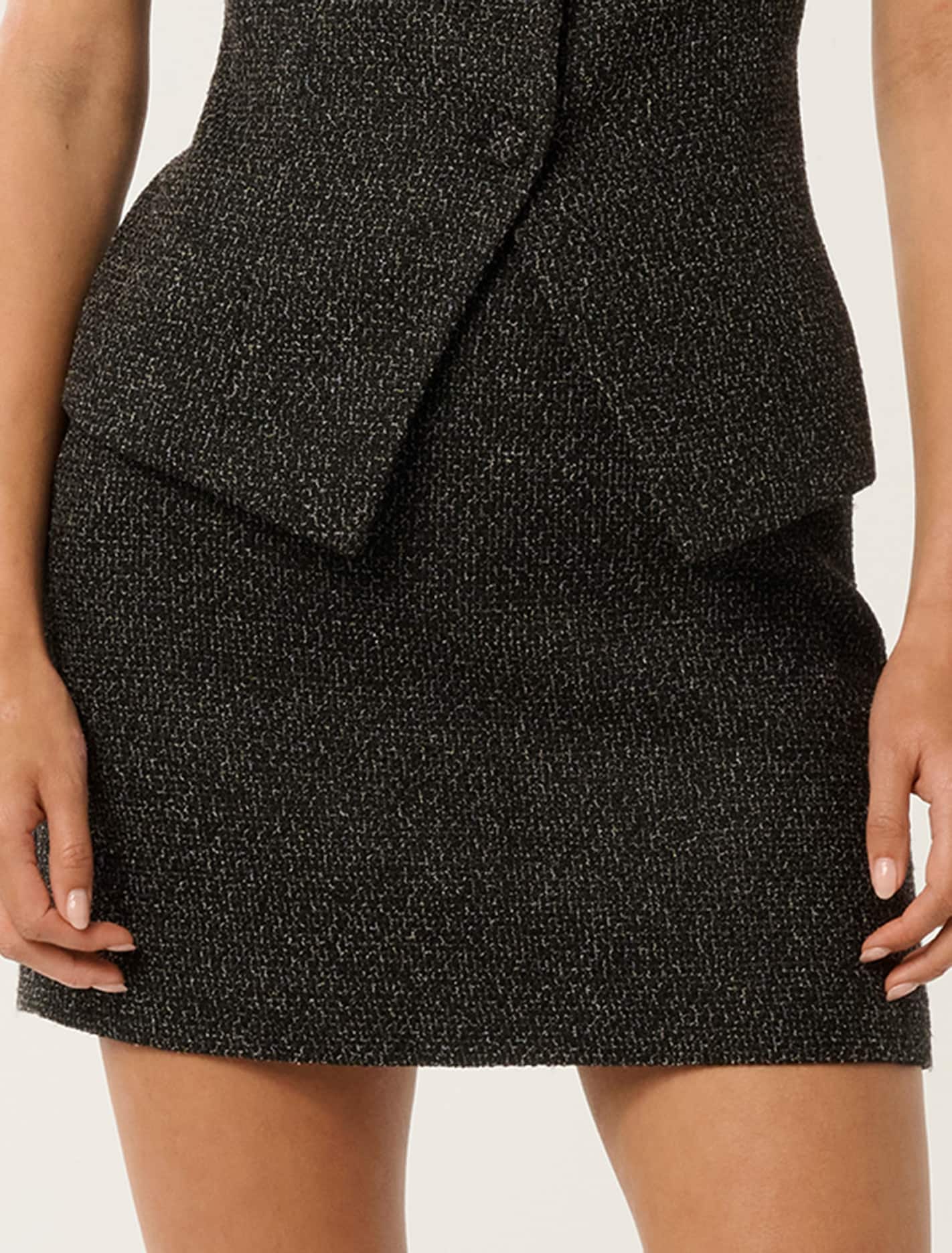 Autumn Boucle Mini Skirt Black Fleck Set