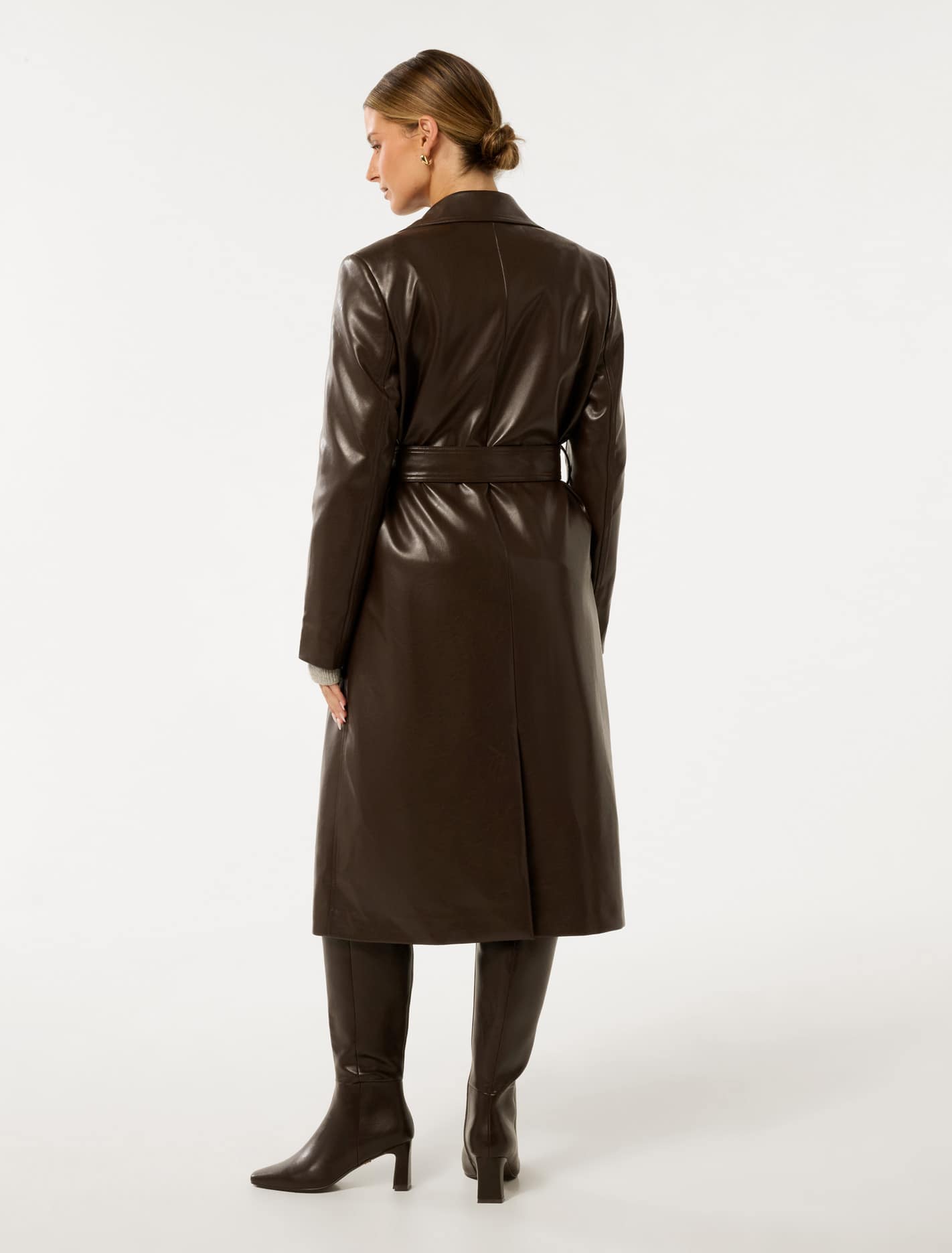 Gabbi Petite Vegan Leather Trench Chocolate