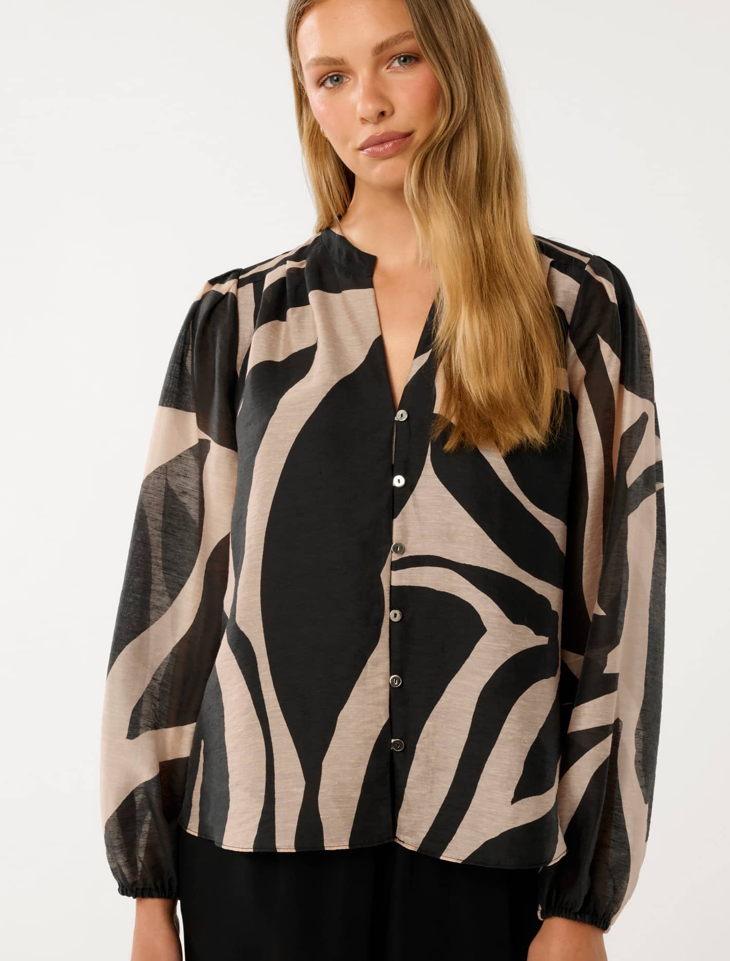 Adaline Printed Blouse Black Drew Abstract