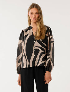 Adaline Printed Blouse Black Drew Abstract