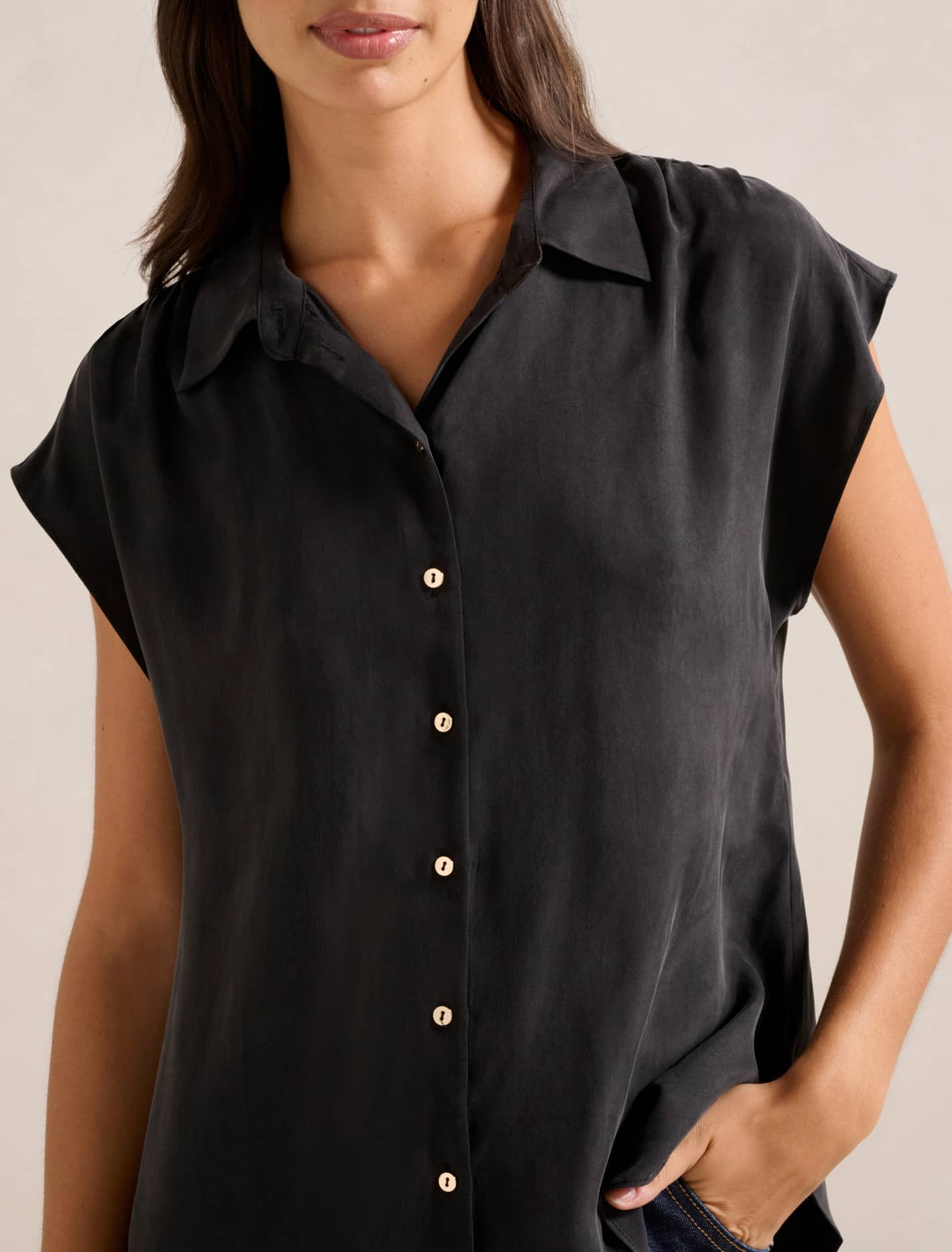 Laura Sleeveless Cupro Top Black