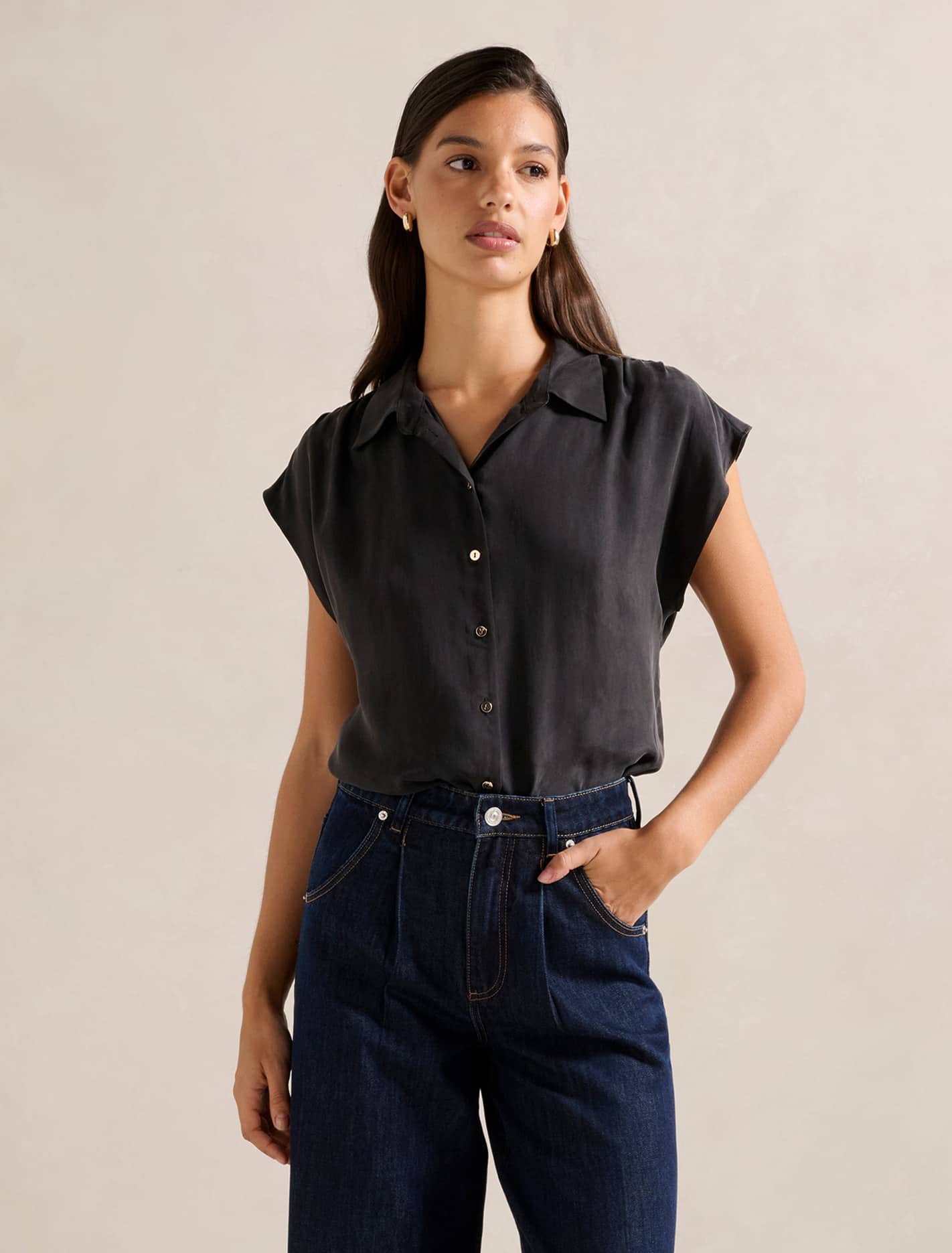 Laura Sleeveless Cupro Top Black
