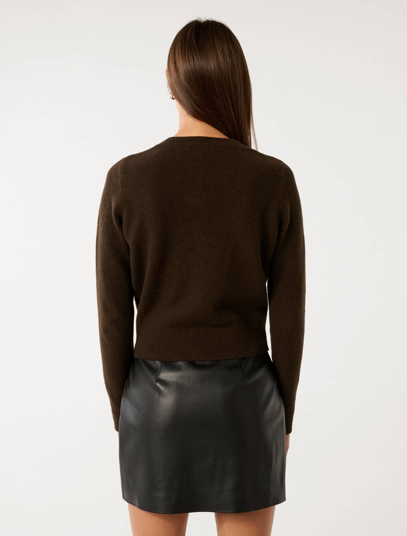 May Crew Neck Cardigan Chocolate