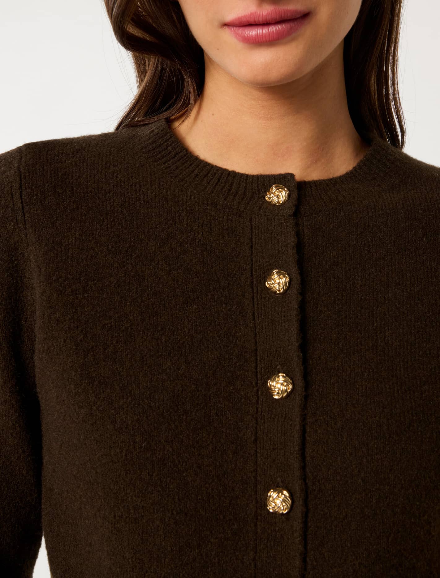 May Crew Neck Cardigan Chocolate