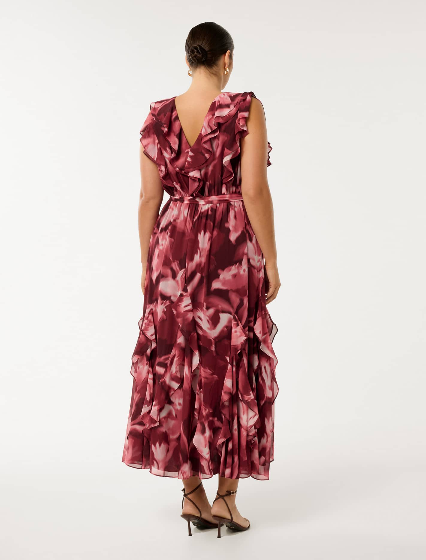 Naya Curve Ruffle Midi Dress Berry Odella Floral