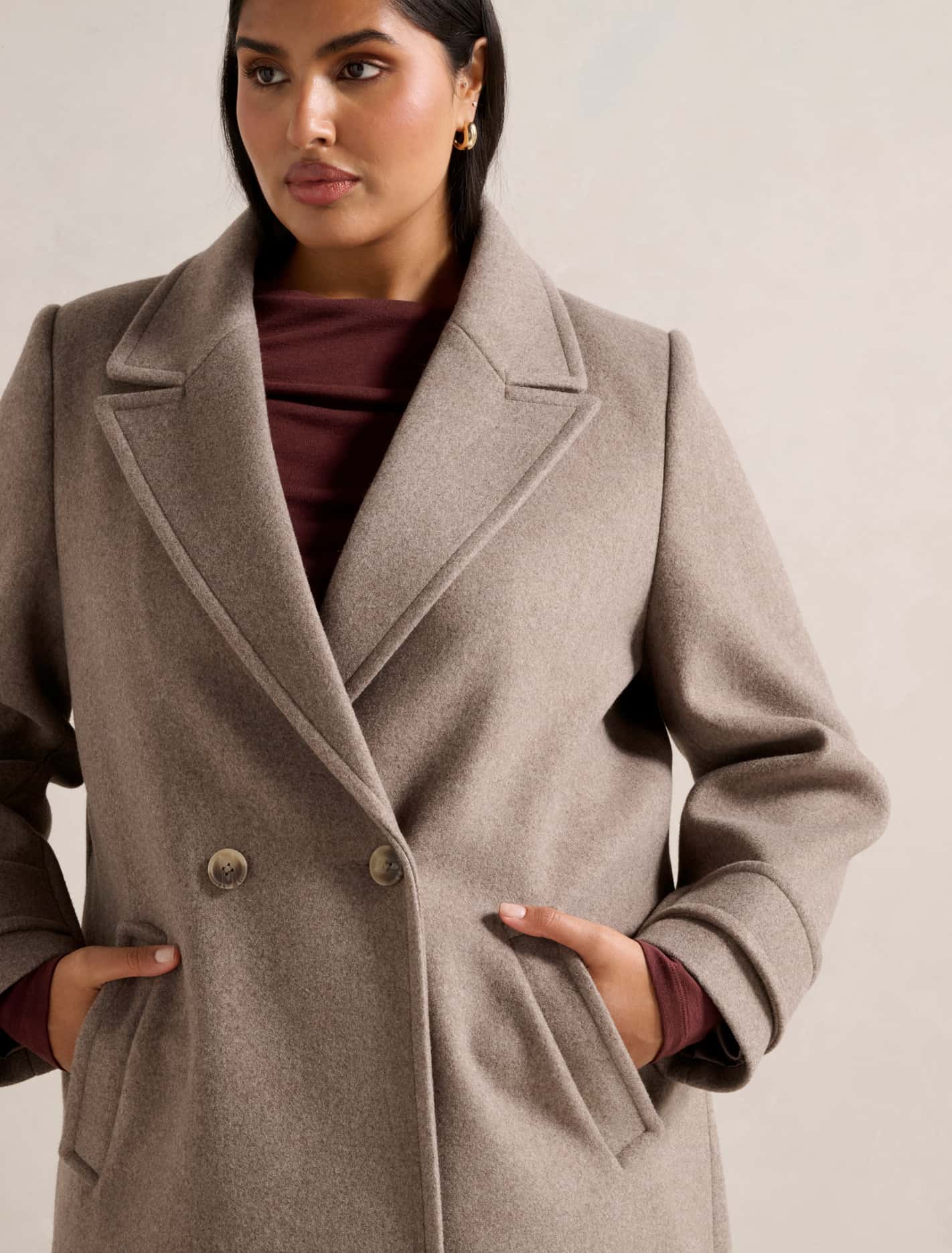 Penelope Curve DB Coat Maple Marle