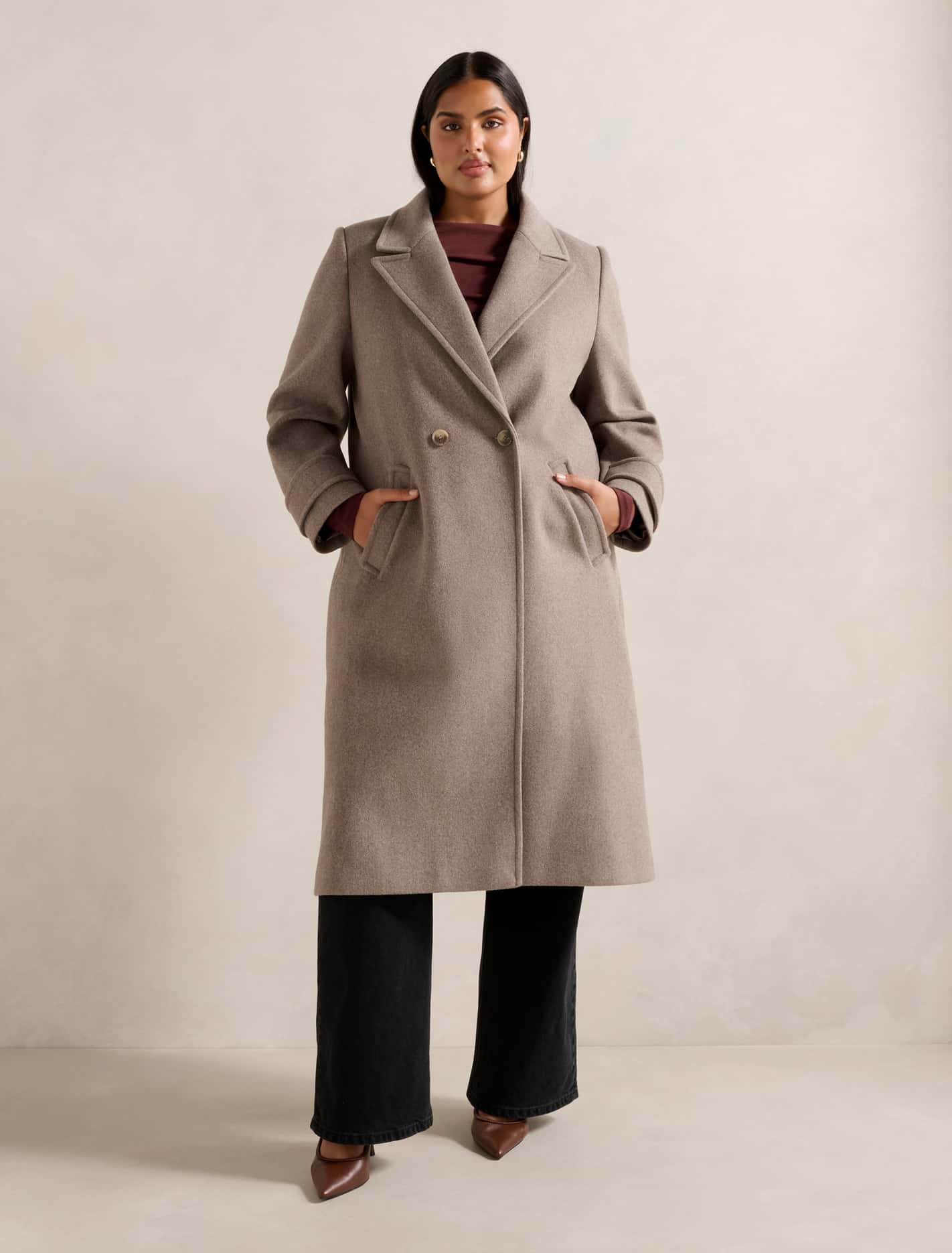 Penelope Curve DB Coat Maple Marle