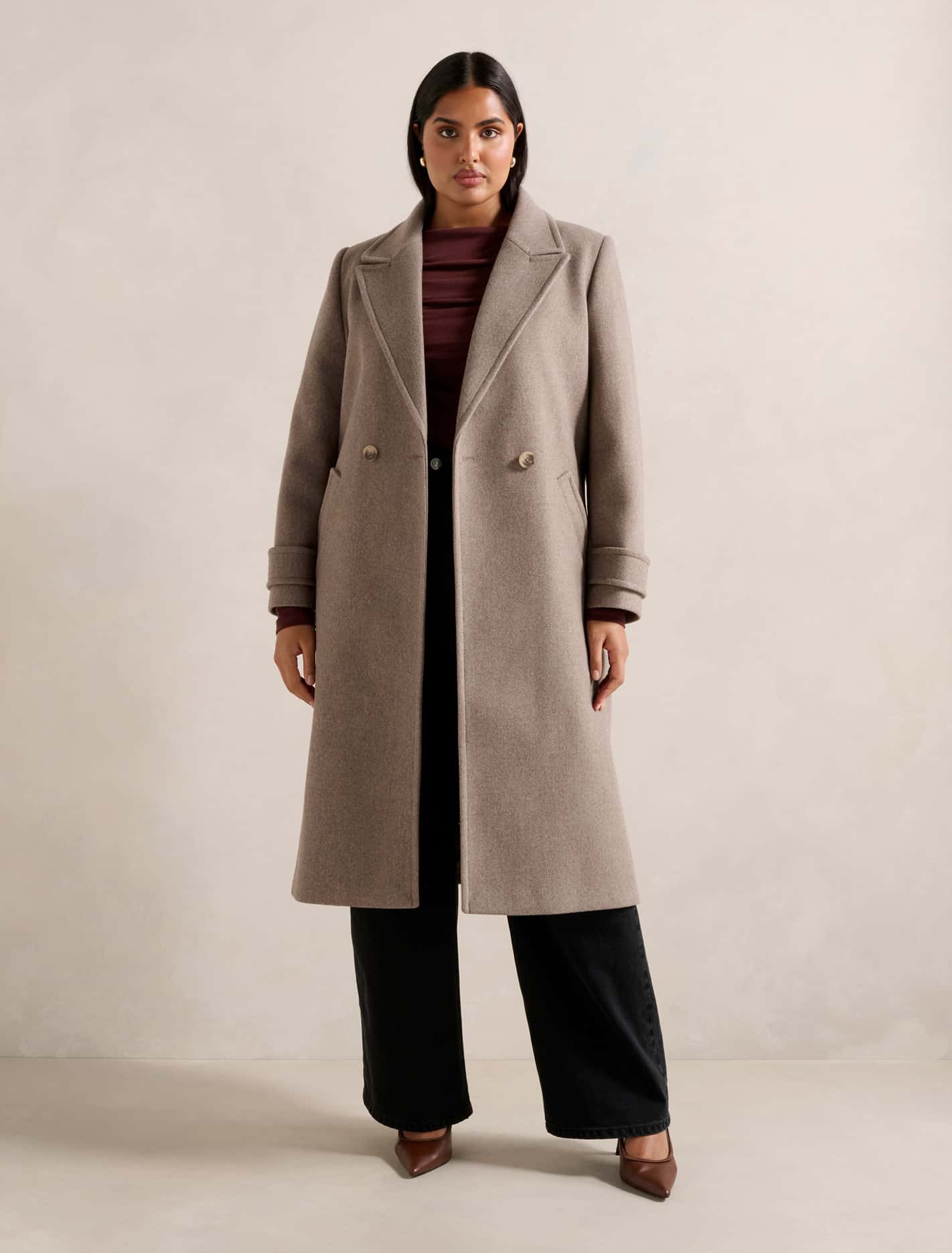 Penelope Curve DB Coat Maple Marle