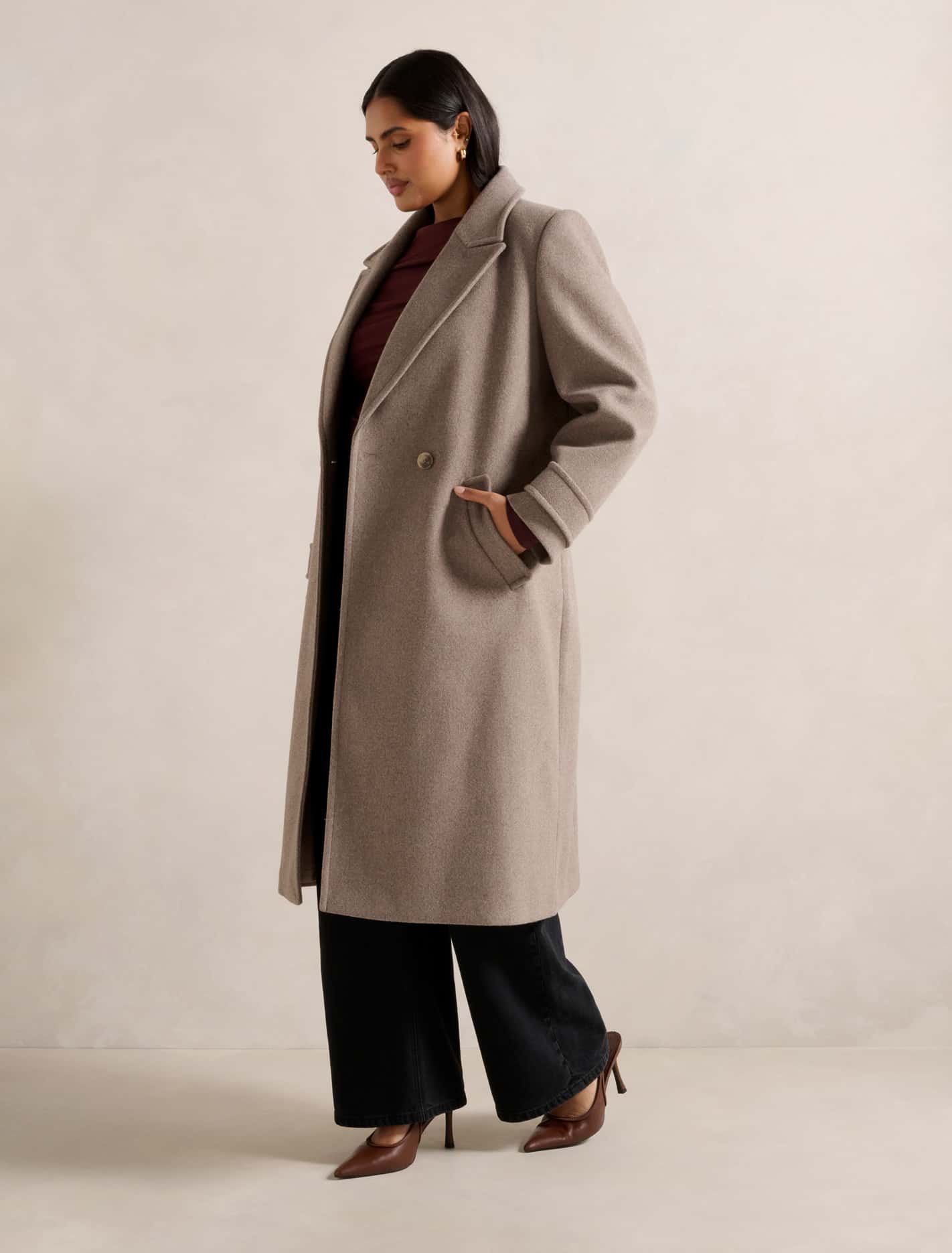 Penelope Curve DB Coat Maple Marle