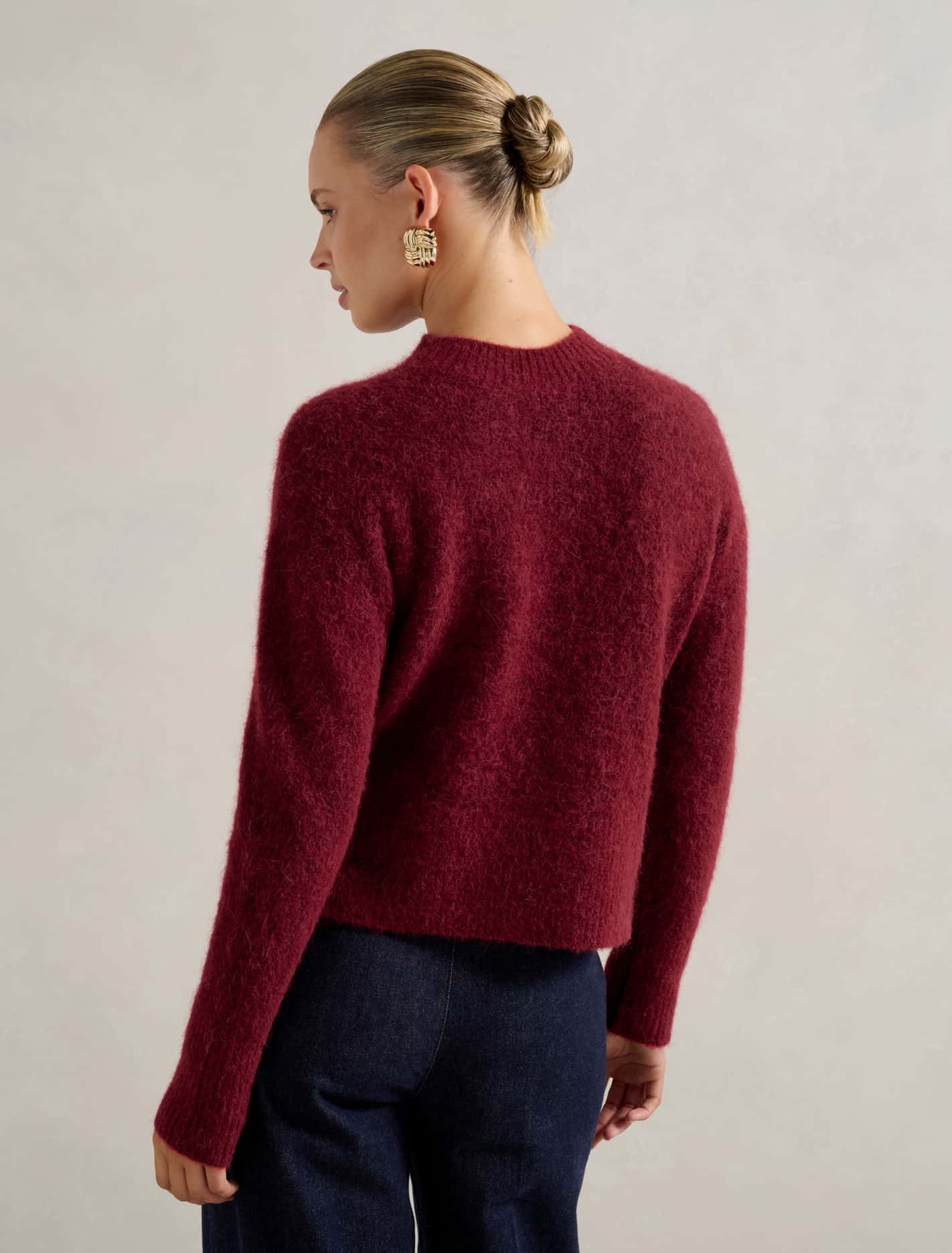 Anela Stand Neck Jumper Red
