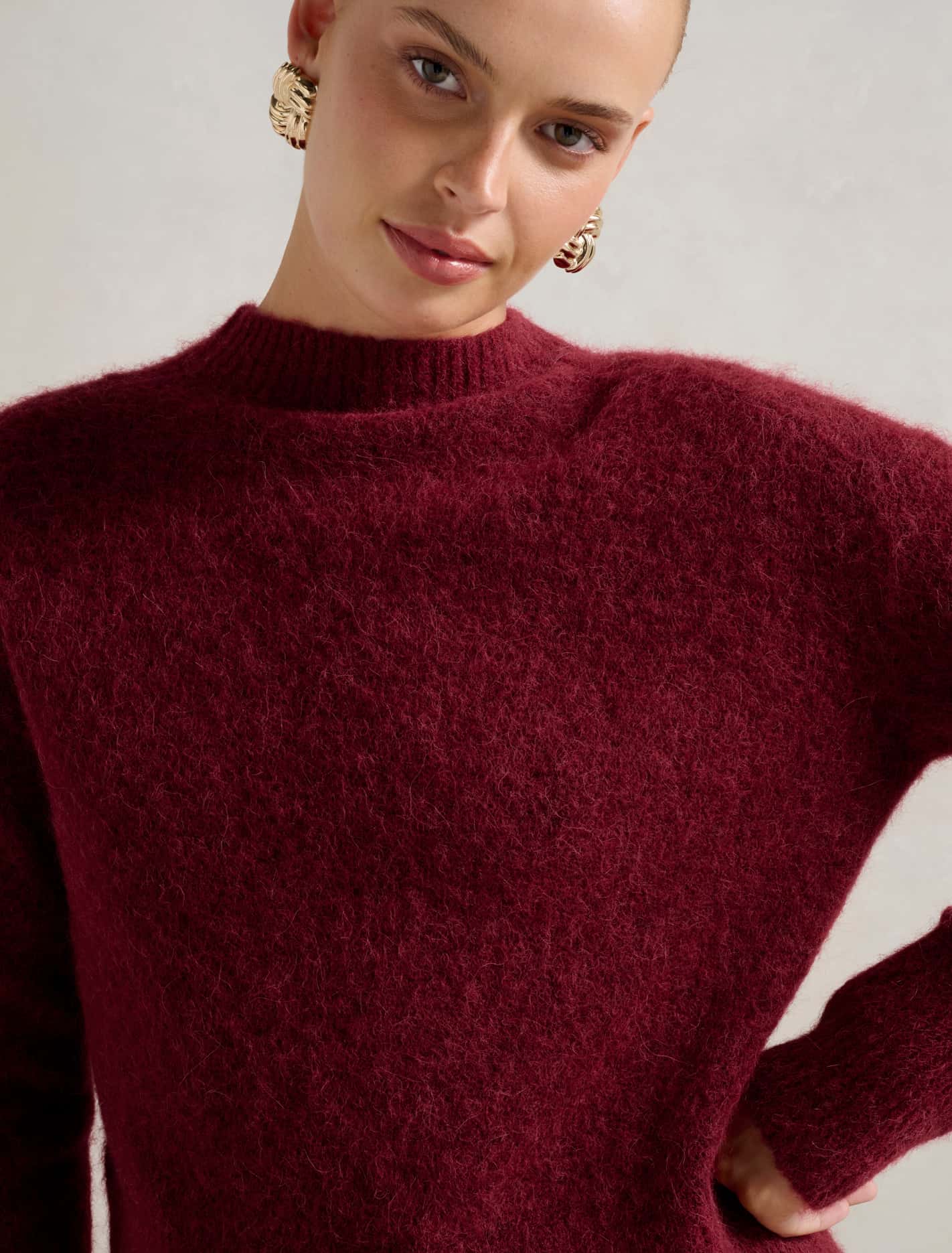 Anela Stand Neck Jumper Red