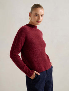 Anela Stand Neck Jumper Red