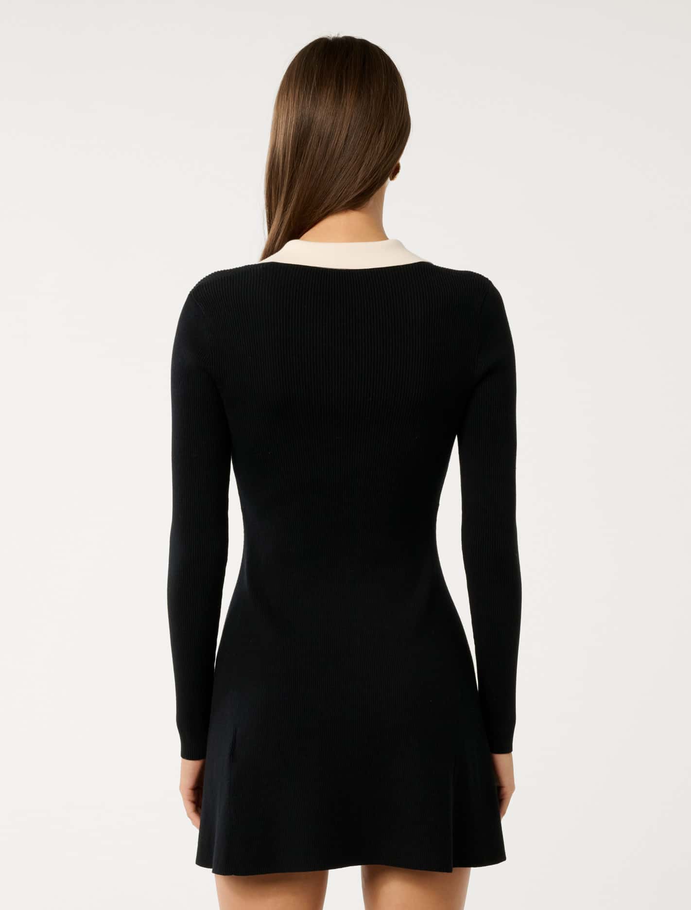 Phoebe Long-Sleeve Mini Dress Mono Tipped
