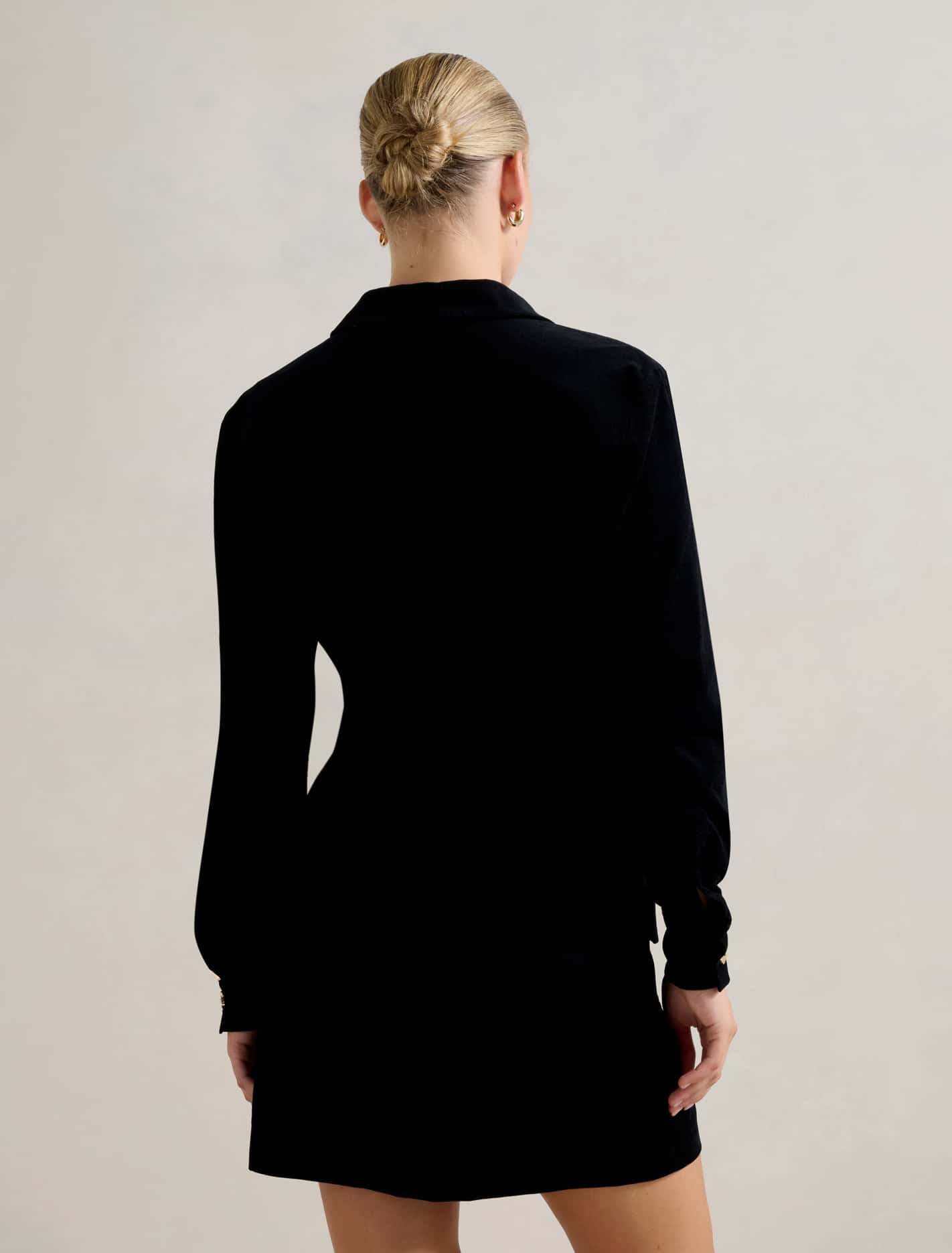 Tess Long Sleeve Cord Mini Dress Black