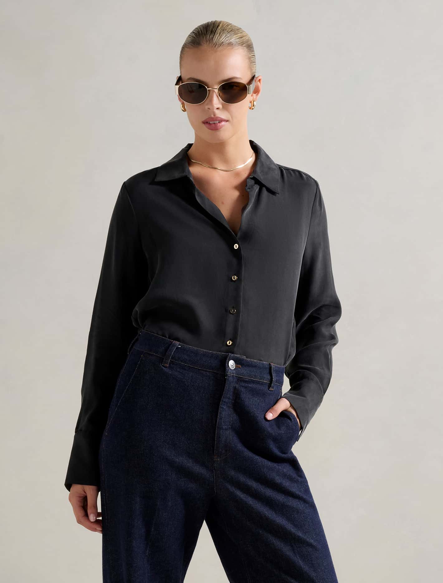 Bonnie Cupro Shirt Black