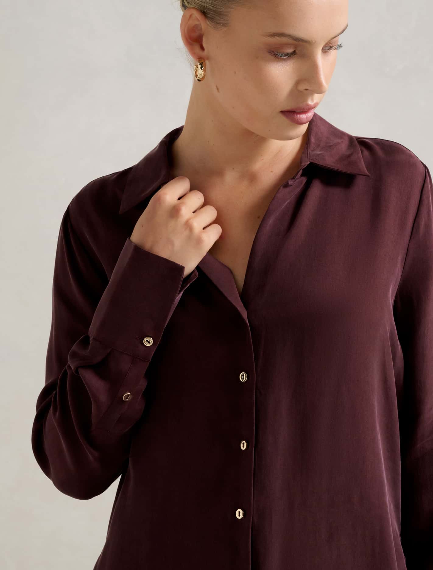 Bonnie Cupro Shirt Elderberry Co-ord