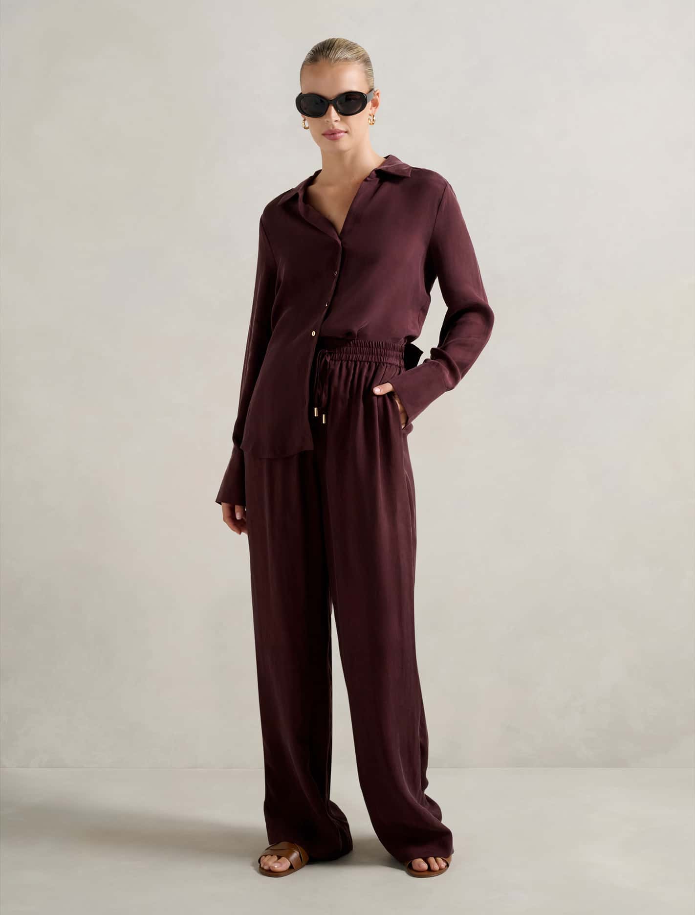 Bonnie Cupro Shirt Elderberry Co-ord