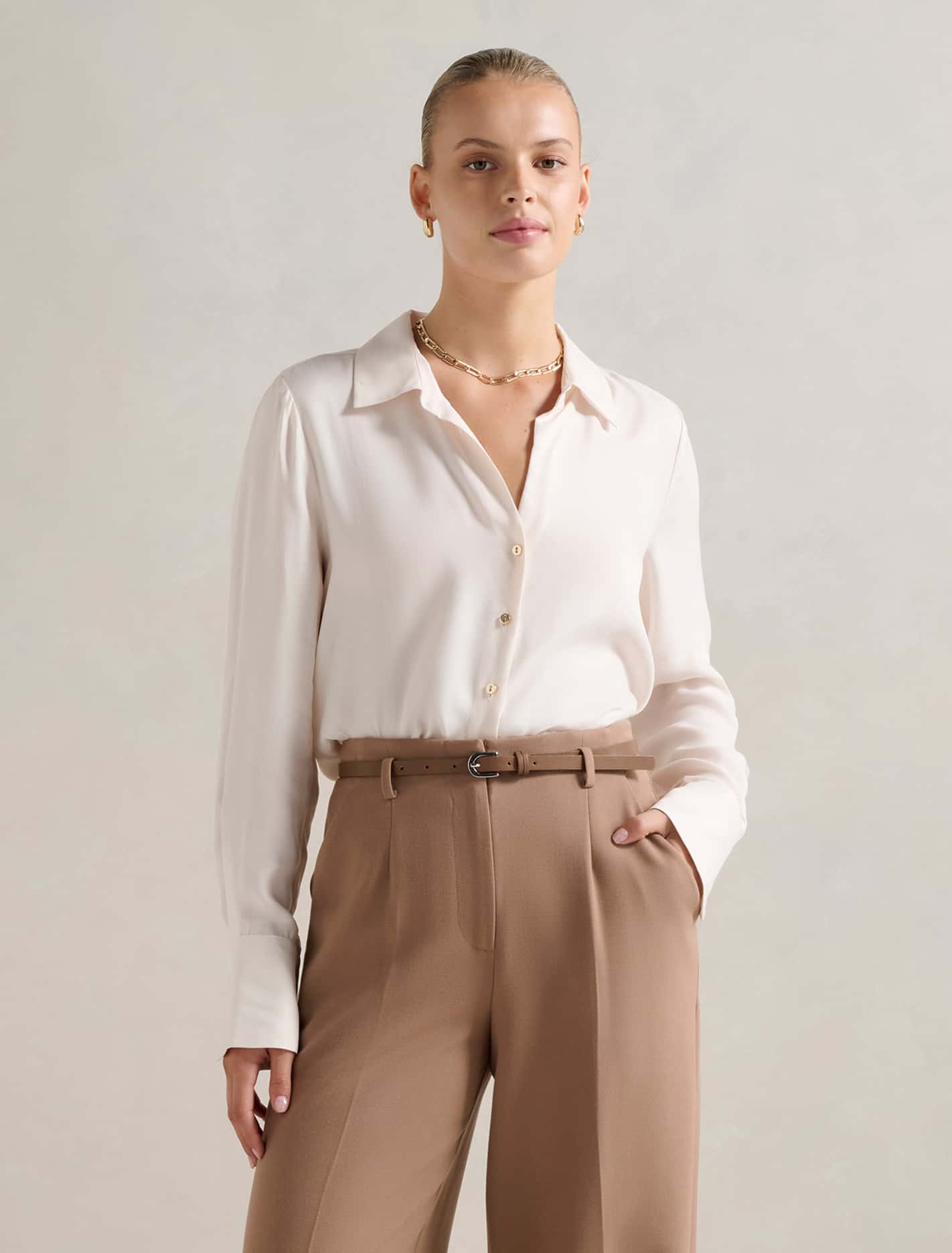 Bonnie Cupro Shirt Bone