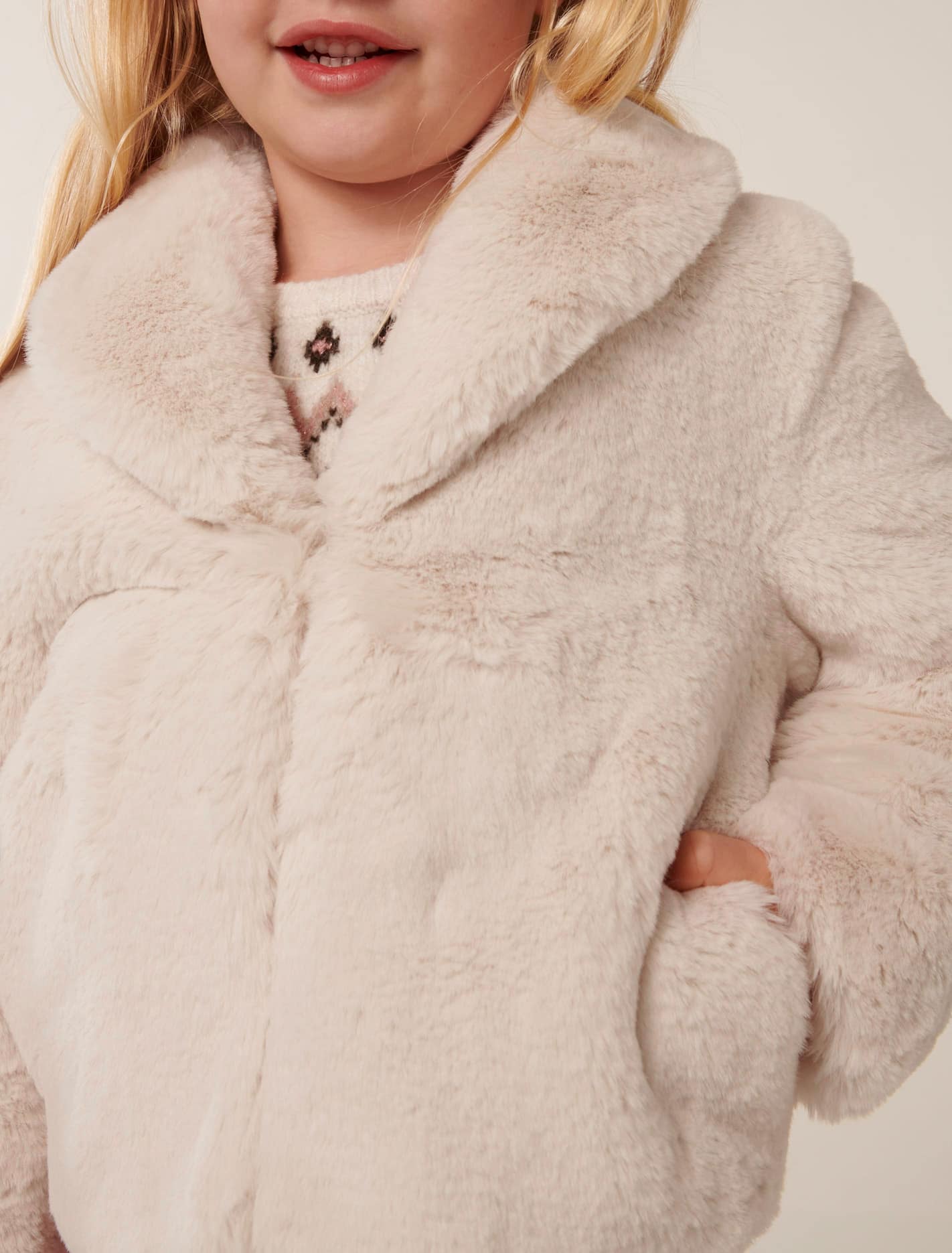 Ravenna Girls Fur Jacket Biscotti Marle