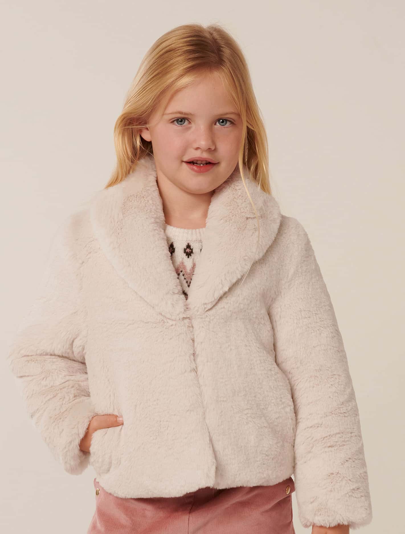 Ravenna Girls Fur Jacket Biscotti Marle