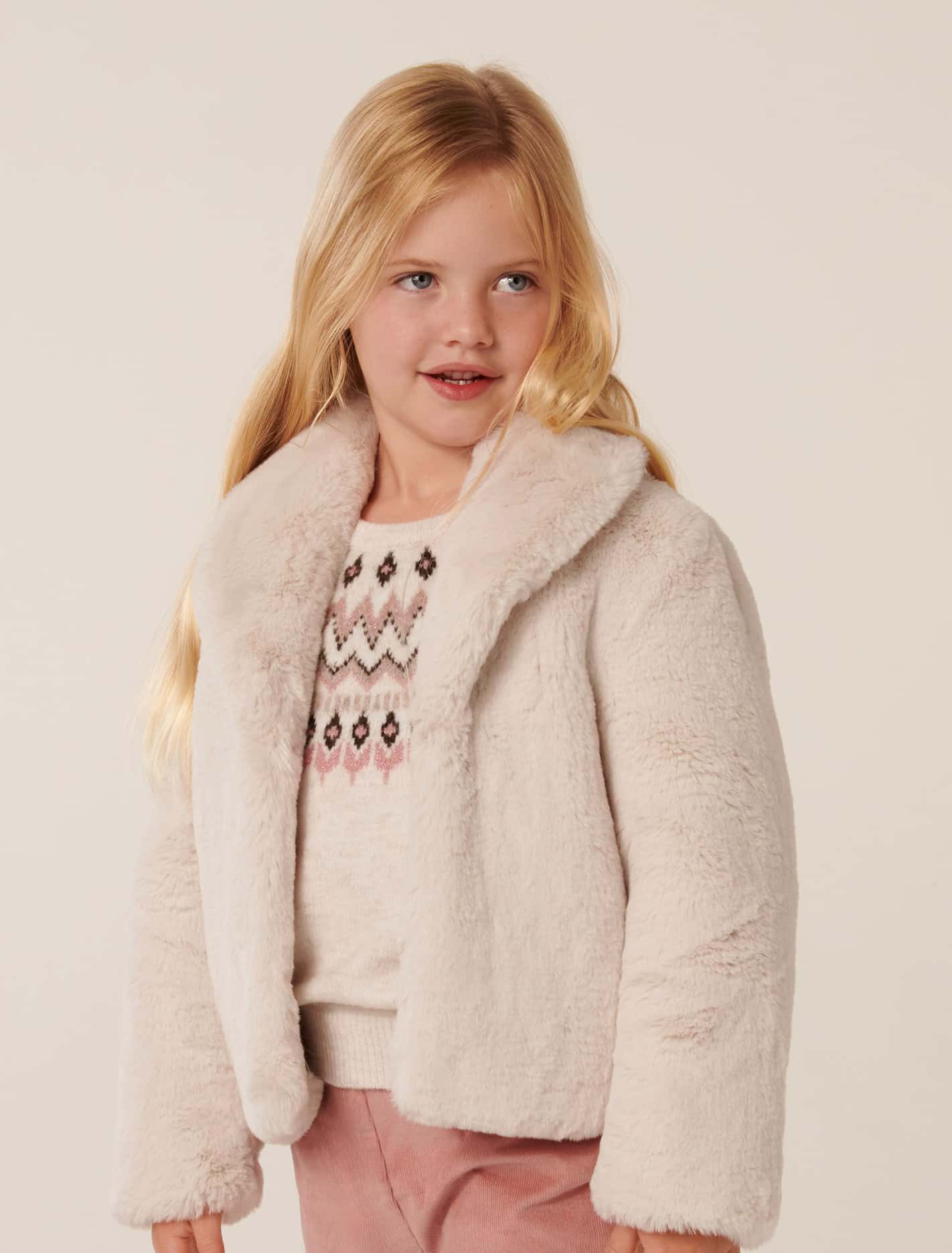 Ravenna Girls Fur Jacket Biscotti Marle