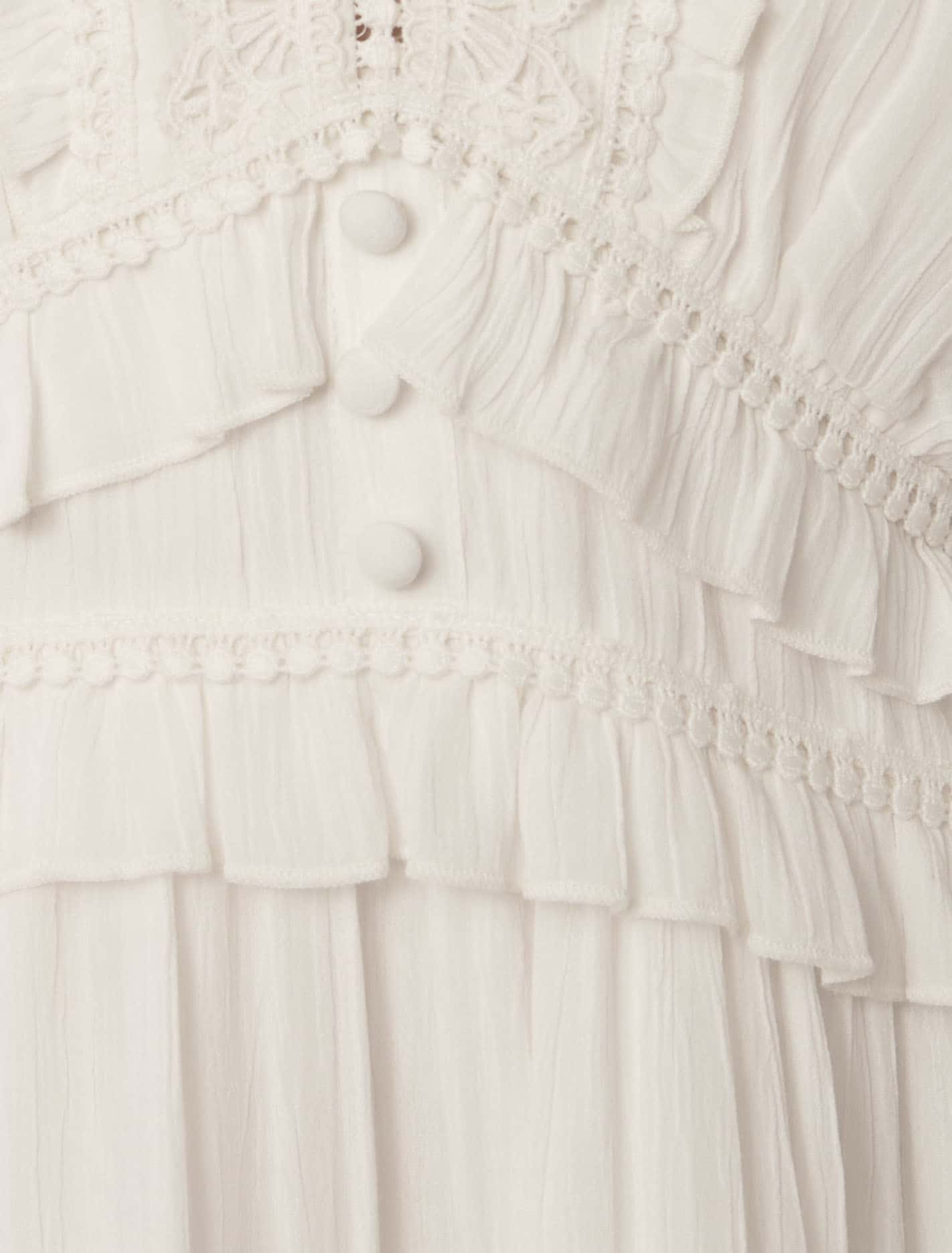 Everly Teen Lace Trim Dress White Cloud