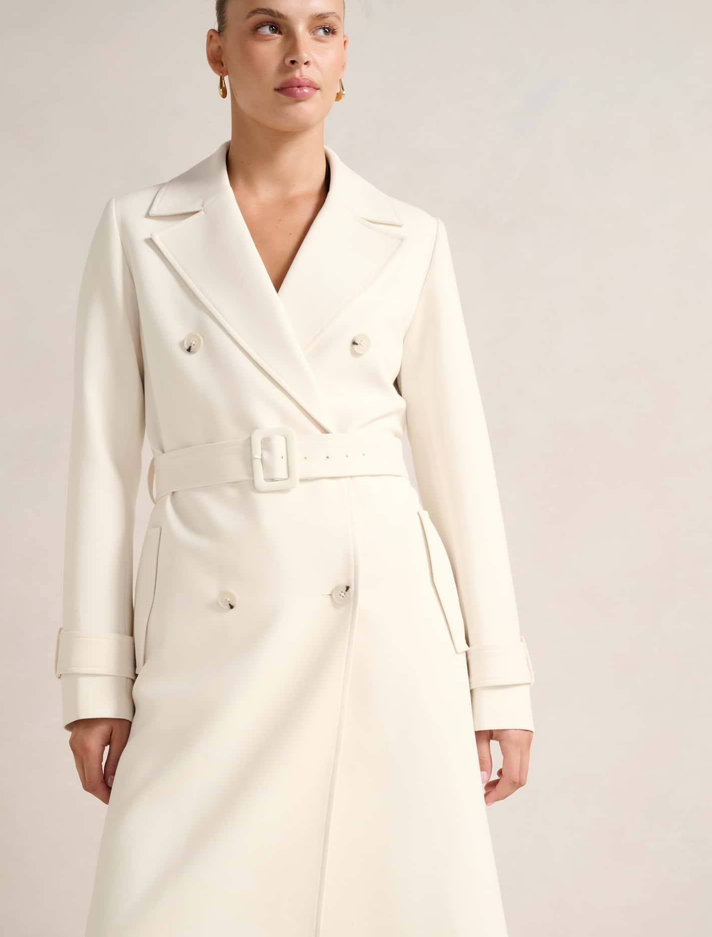 Lydia Crepe Trench Winter White