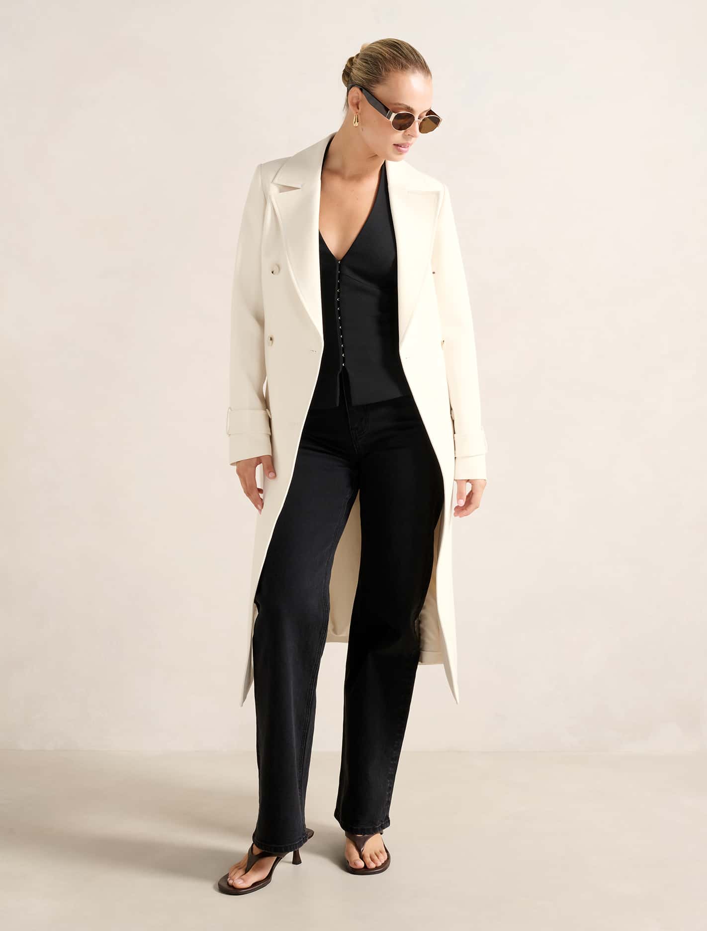 Lydia Crepe Trench Winter White