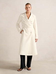 Lydia Crepe Trench Winter White