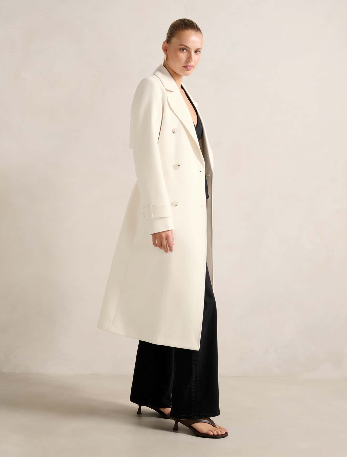 Lydia Crepe Trench Winter White