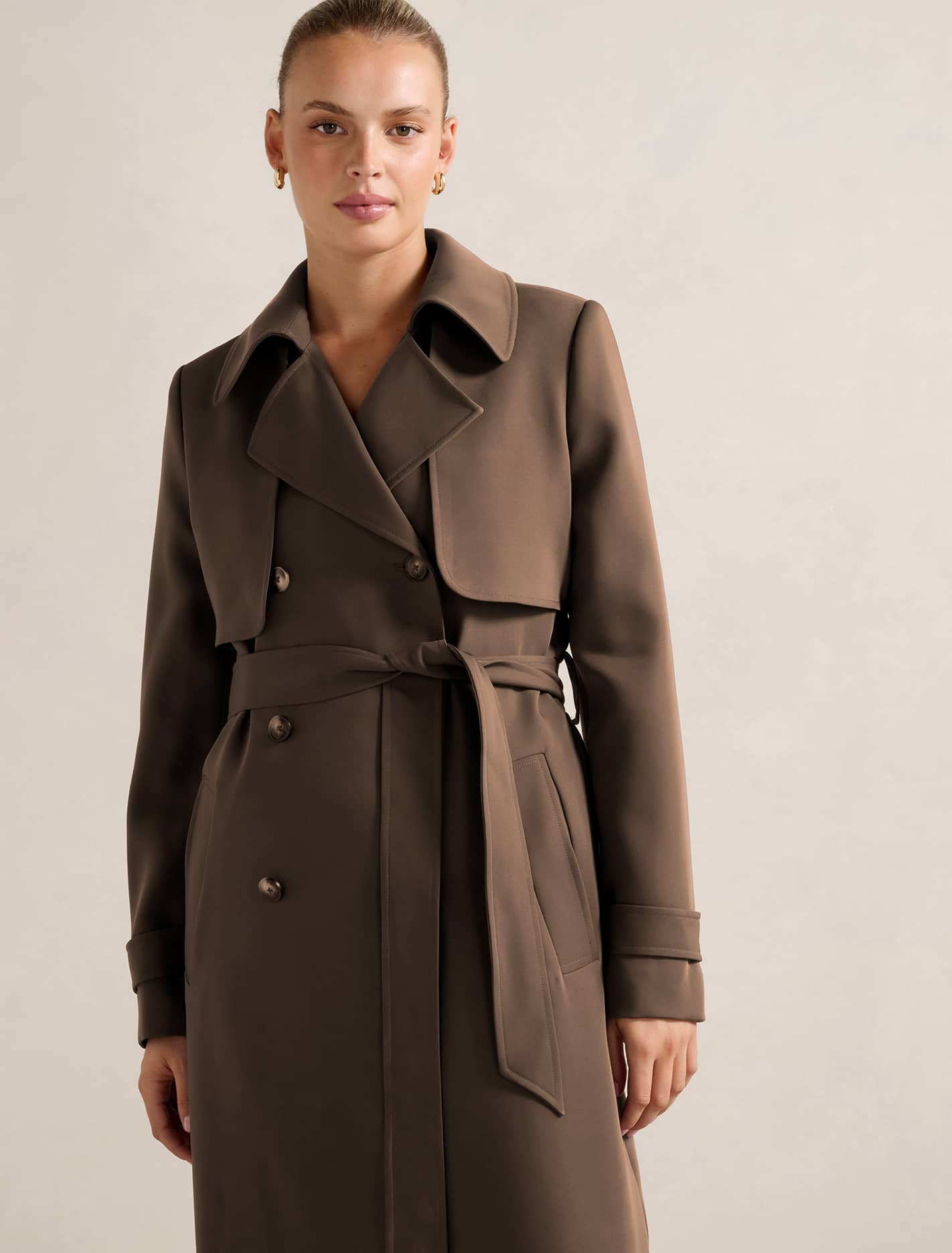 Delilah Soft Trench Coat Chocolate