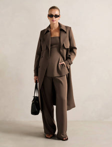 Delilah Soft Trench Coat Chocolate