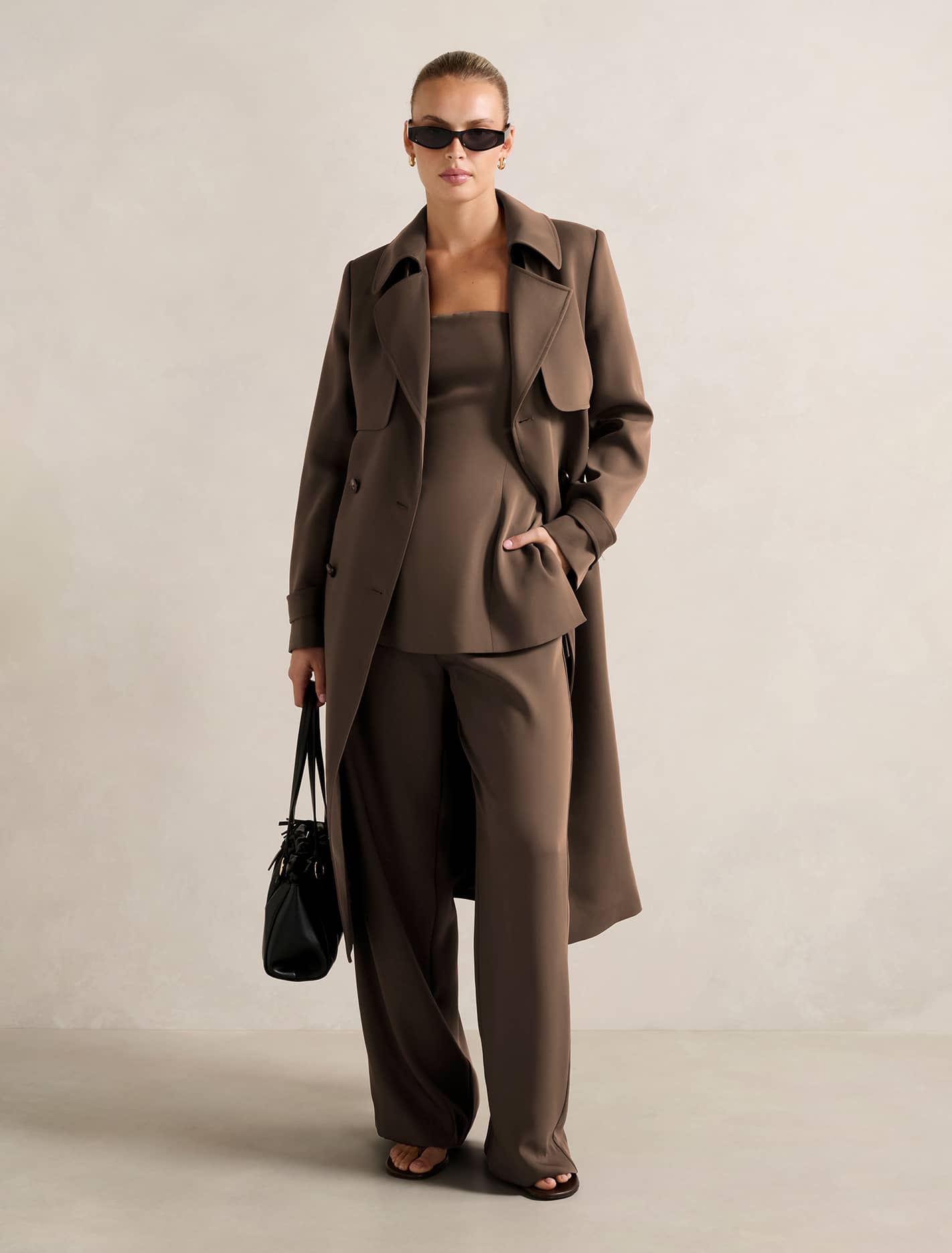 Delilah Soft Trench Coat Chocolate